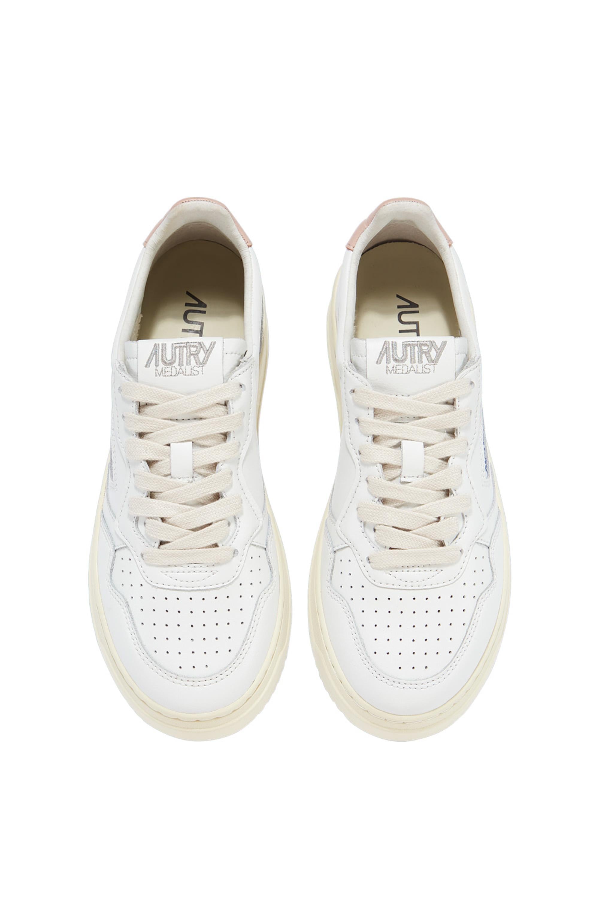 Autry Sneaker Medalist donna in pelle talloncino rosa AULW LL16/2 WHT/PINK