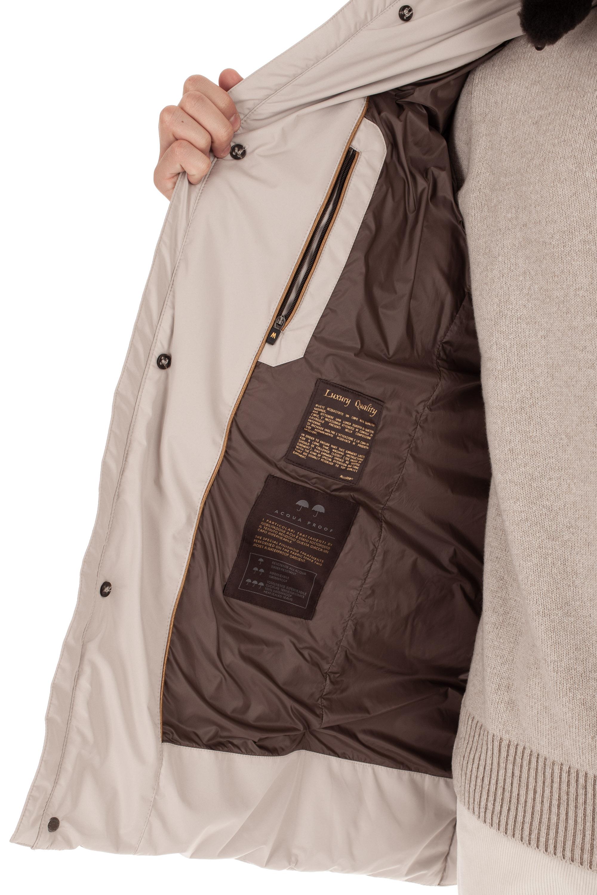 Piumino con cappuccio e collo in castoro mod. saturno-stp SATURNO-STP U0102 Moorer