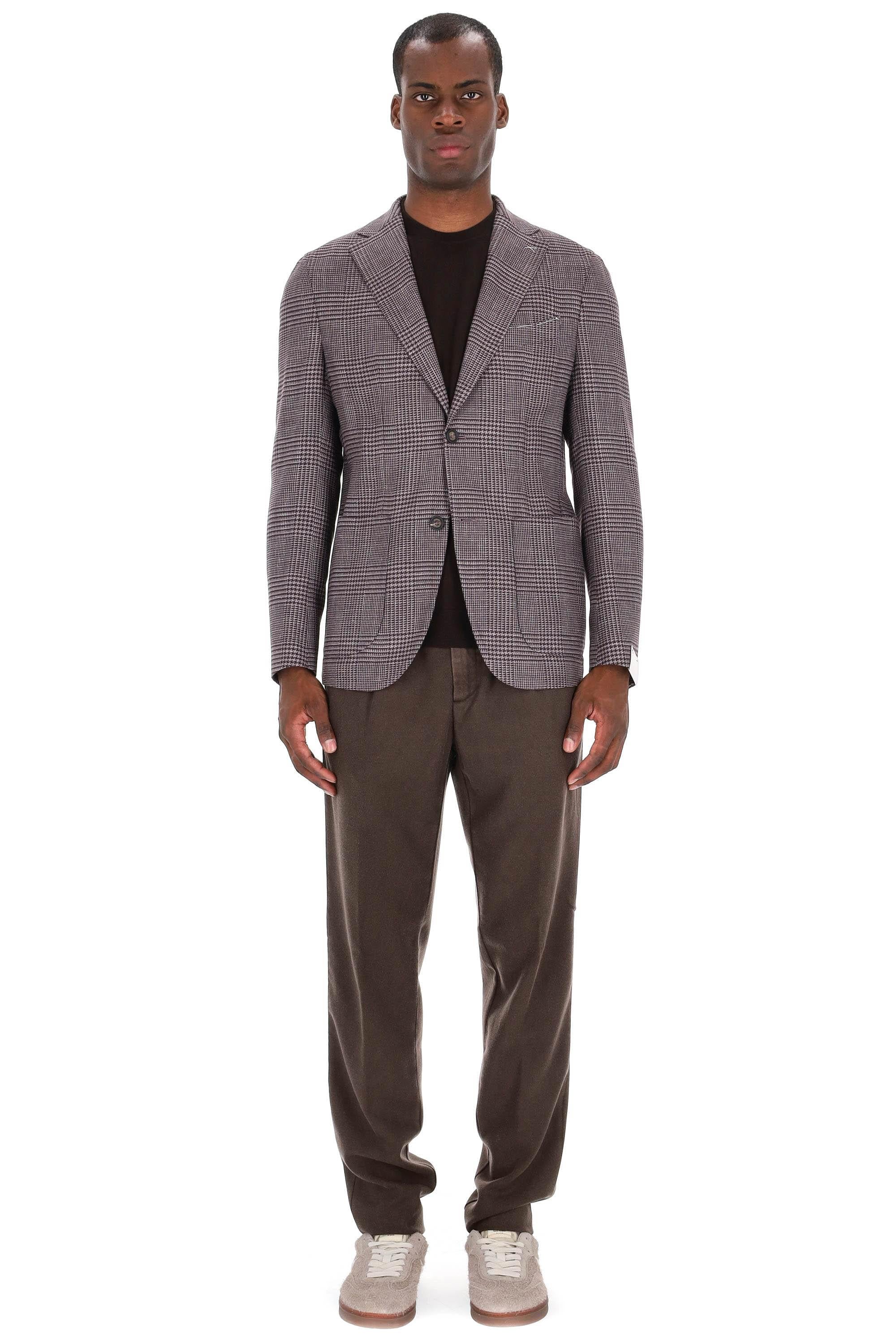 Eleventy Giacca principe di galles in lana-lino-seta L75GIAC12 TES0L099 81