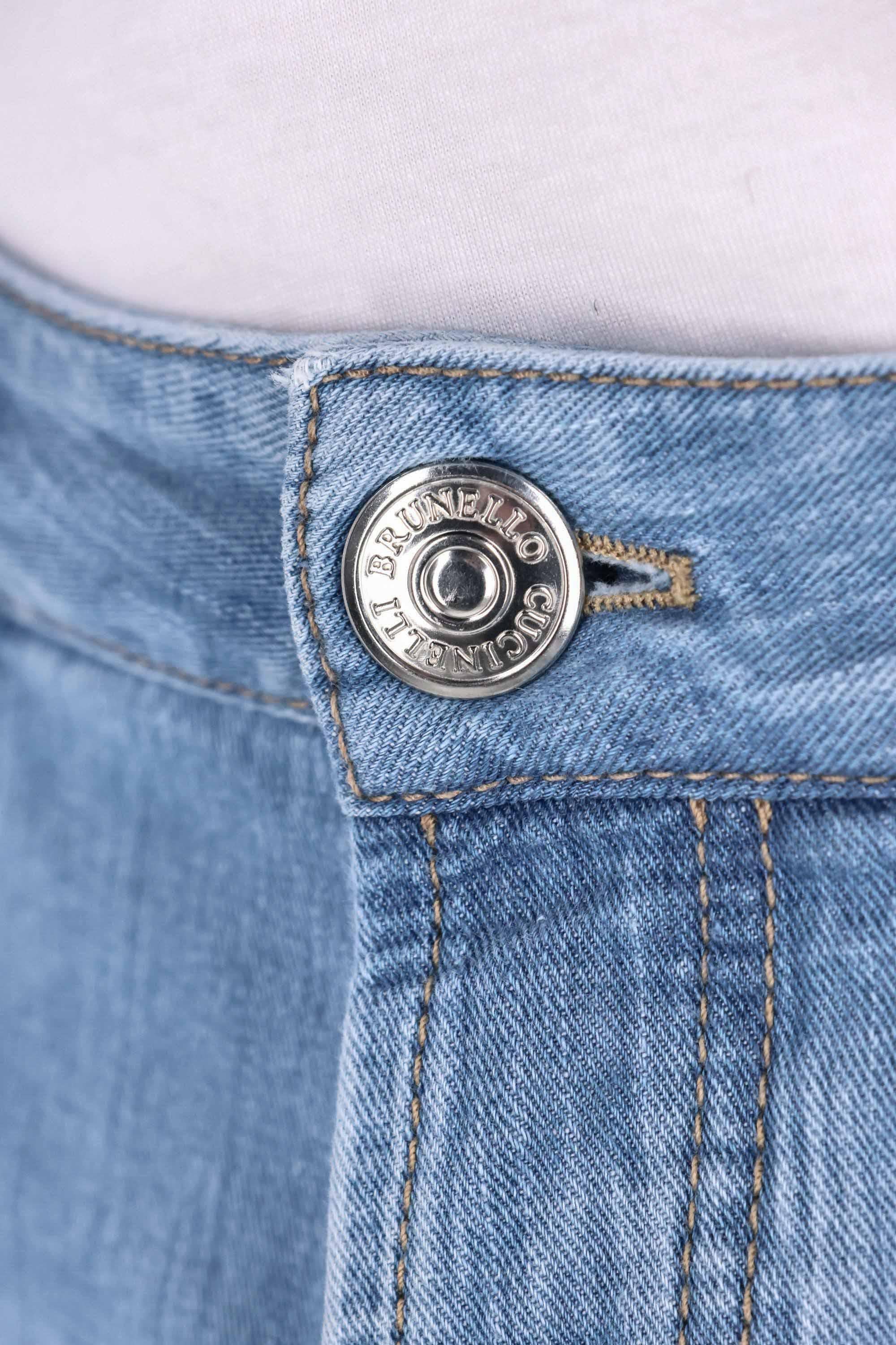 Jeans in puro cotone superlight con rotture ME645X2340 C1470 Brunello Cucinelli