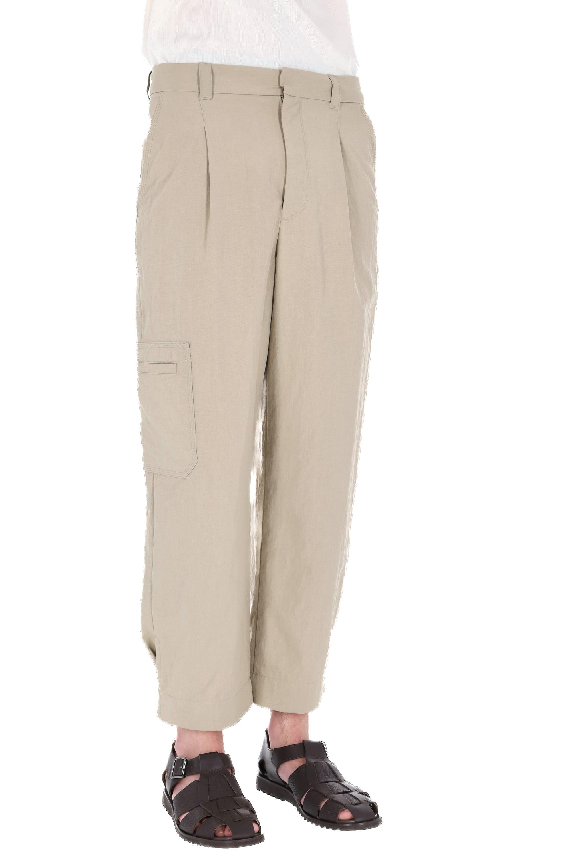 Maison Kitsuné Pantalone micro trama in cotone con orlo aggiustabile QM01106WW9082 TEA LEAF