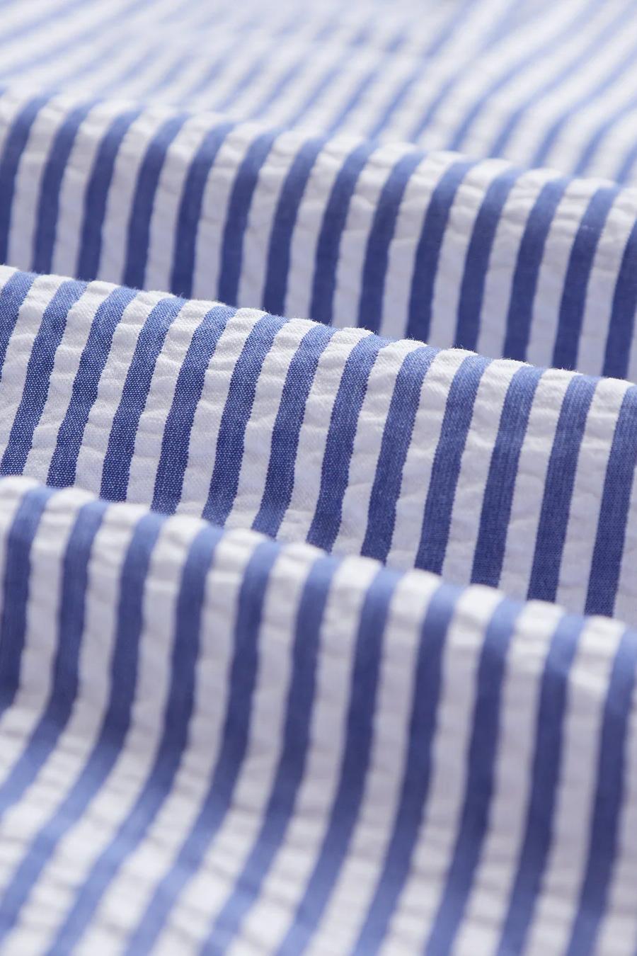 Portuguese Flannel Camicia Atlantico seersucker stripes bianco-blu 011 BLUE