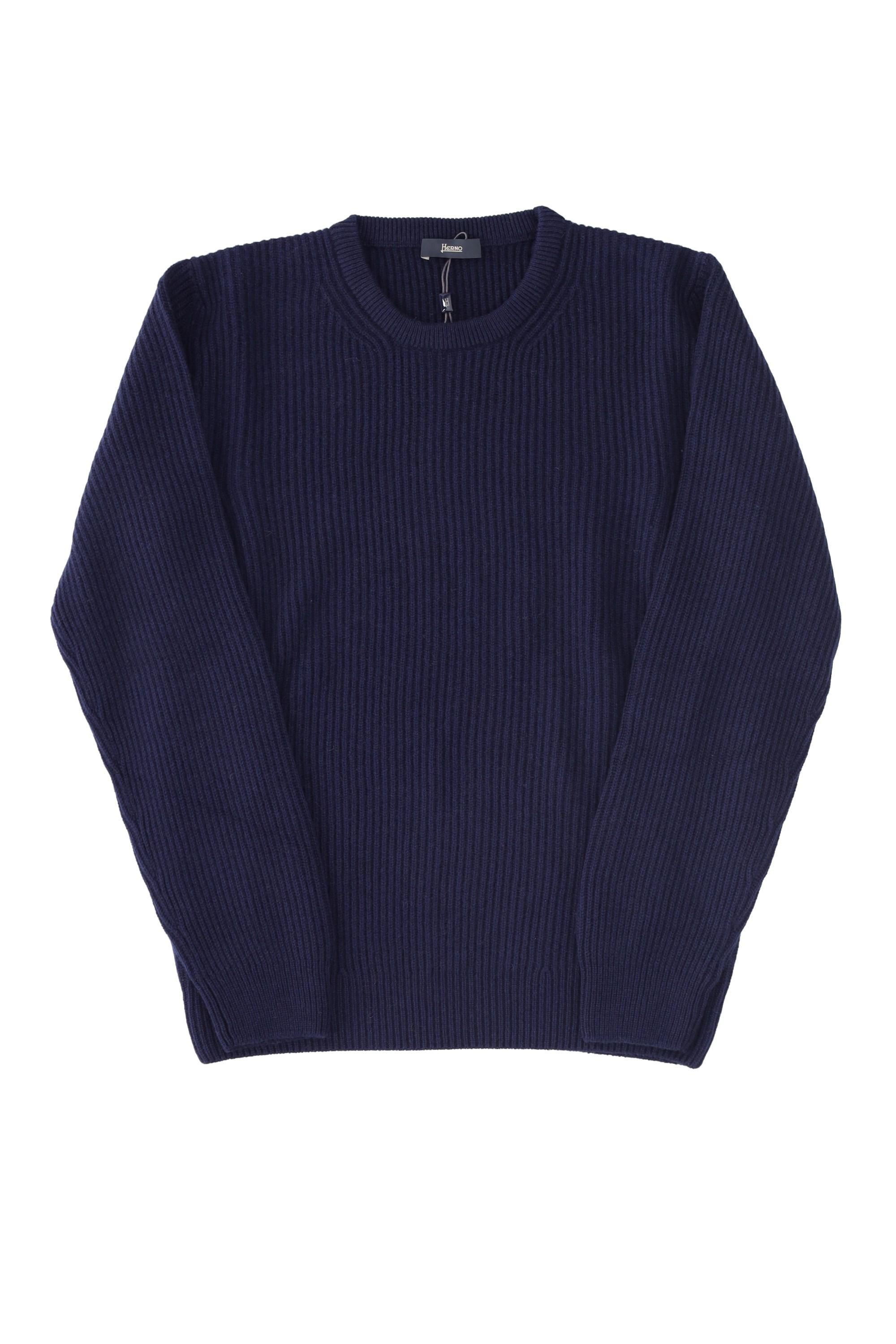 Maglia girocollo in lana-cashmere a coste MG000146U 9200 Herno