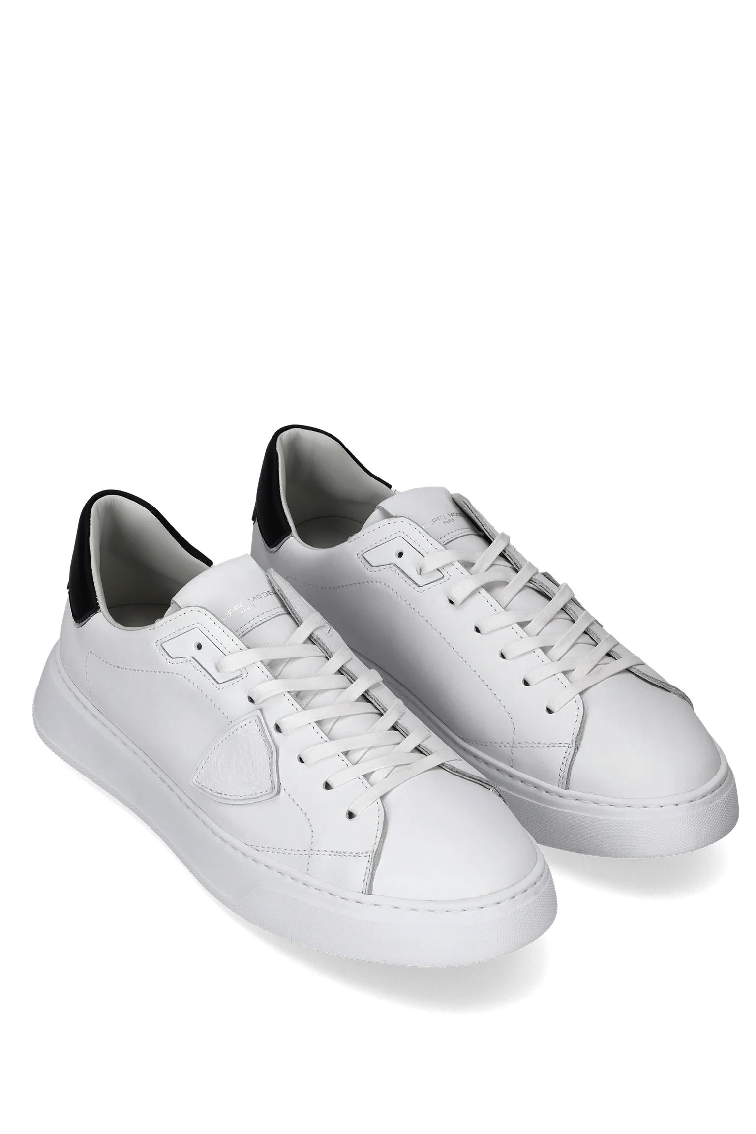 Philippe Model Sneaker low Temple in pelle white con talloncino nero BTLU-V007 WHITE
