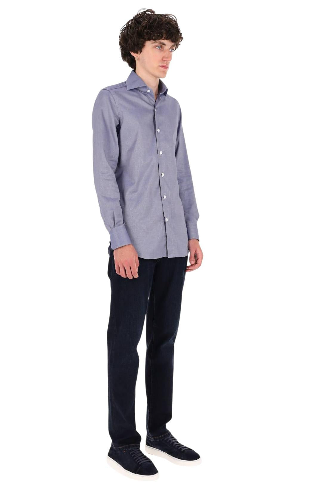 Finamore Camicia in cotone cangiante royal oxford linea Milano ML 460188 C0786 03