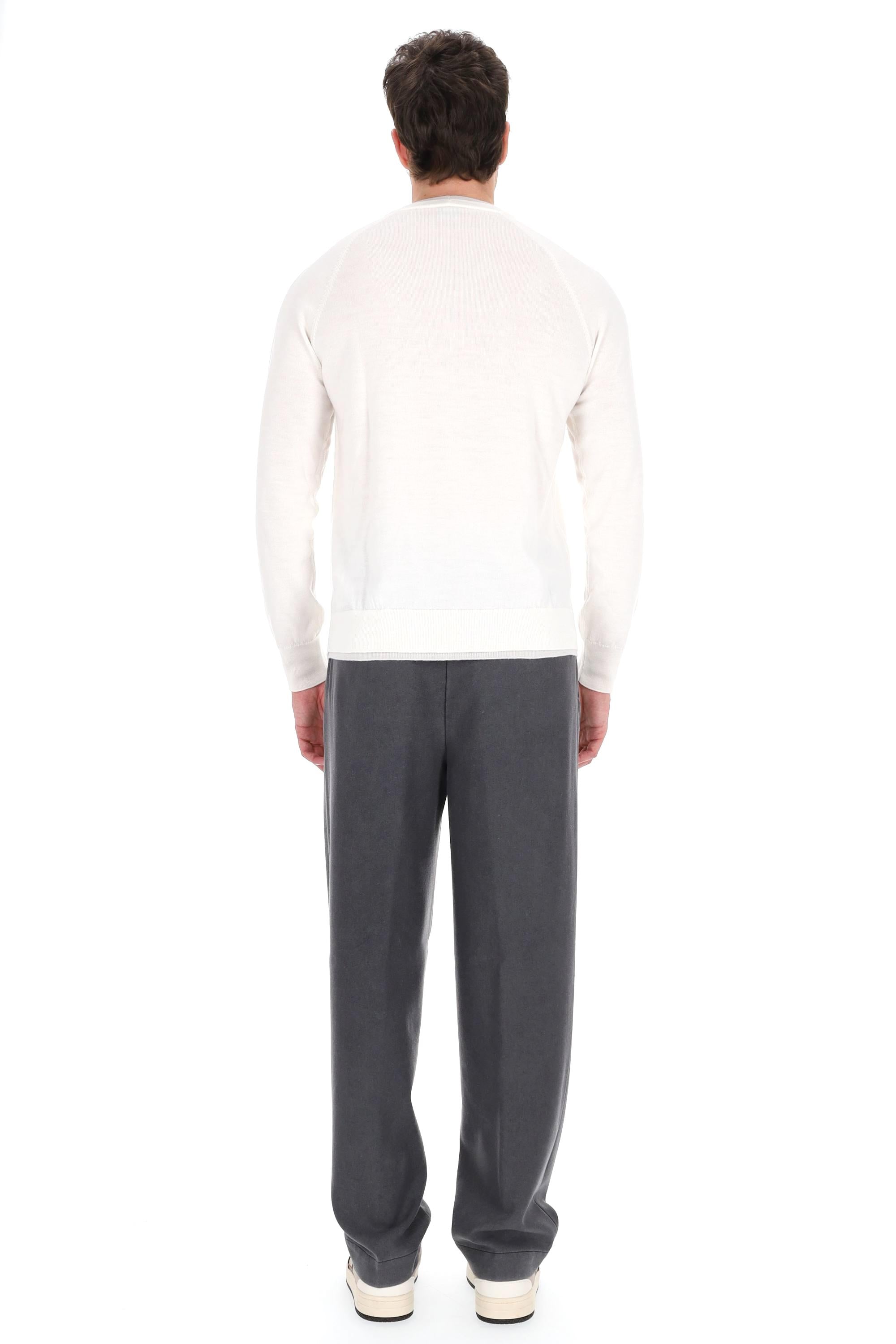 Eleventy Maglia girocollo in lana con doppi profili L76MAGL79 MAG0L029 00-02