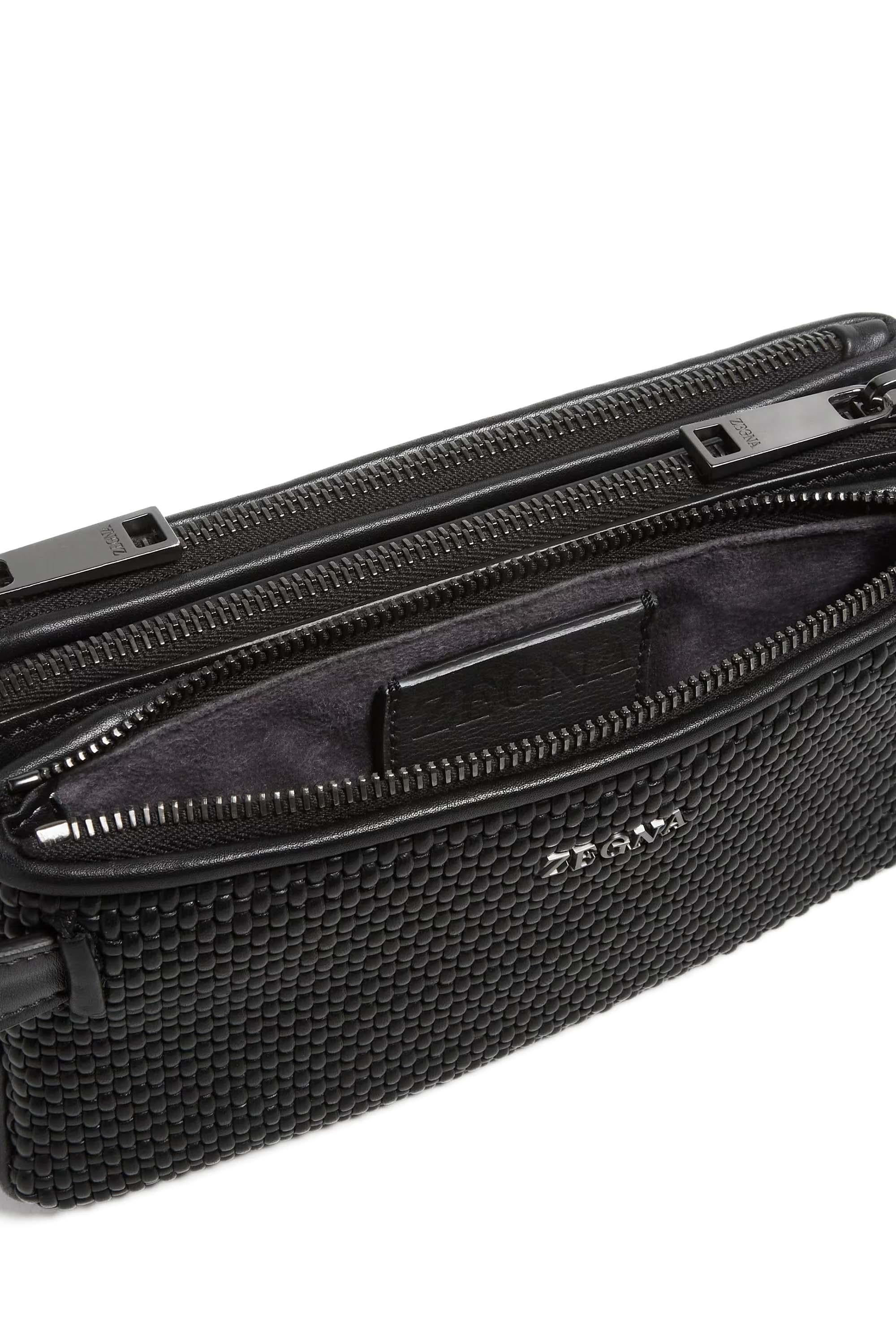Pouch in pelle tripla zip LHPTB C1923Z NER Zegna