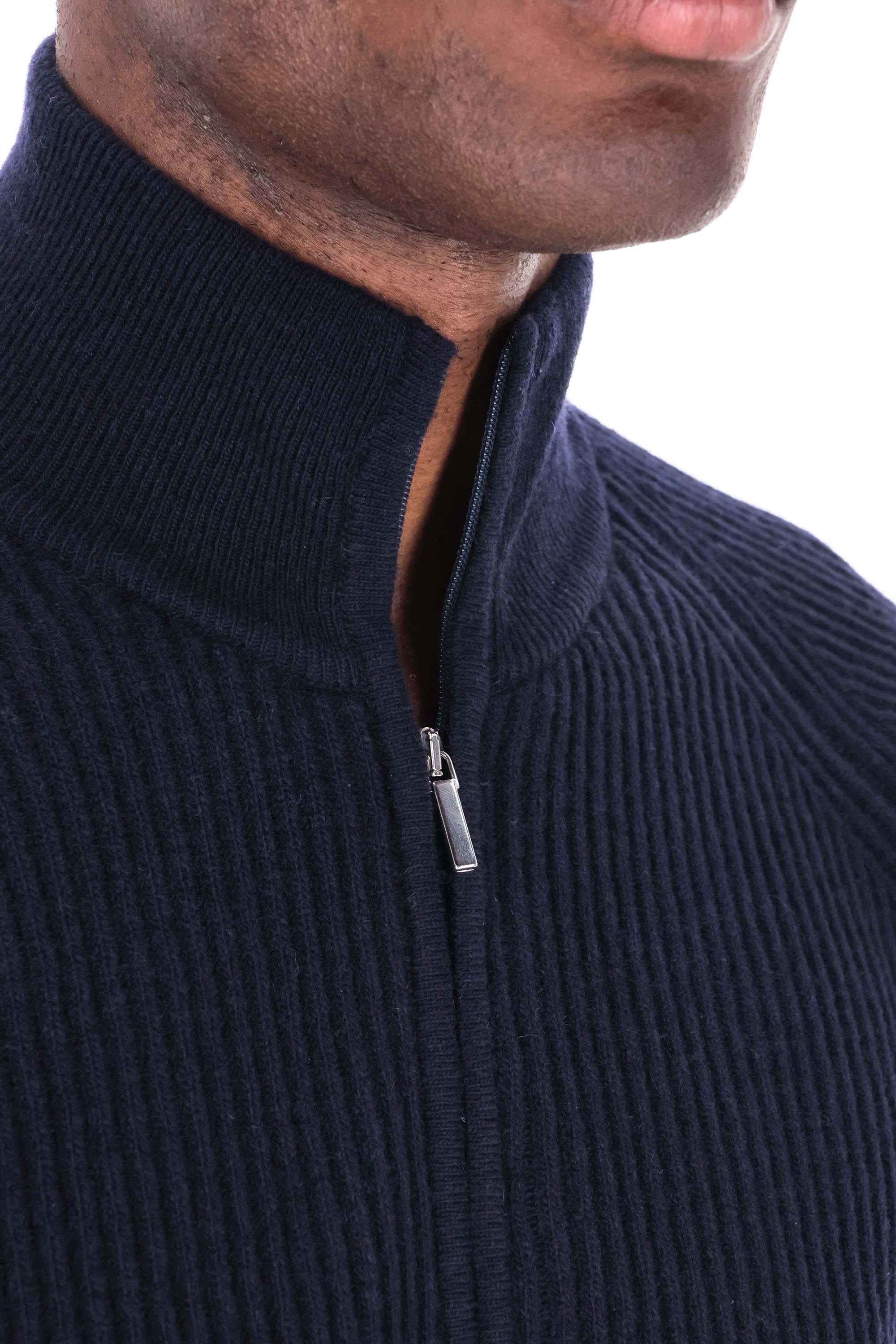 Maglia full zip a costine in lana vergine BR06 2121 5000 5000 Barba