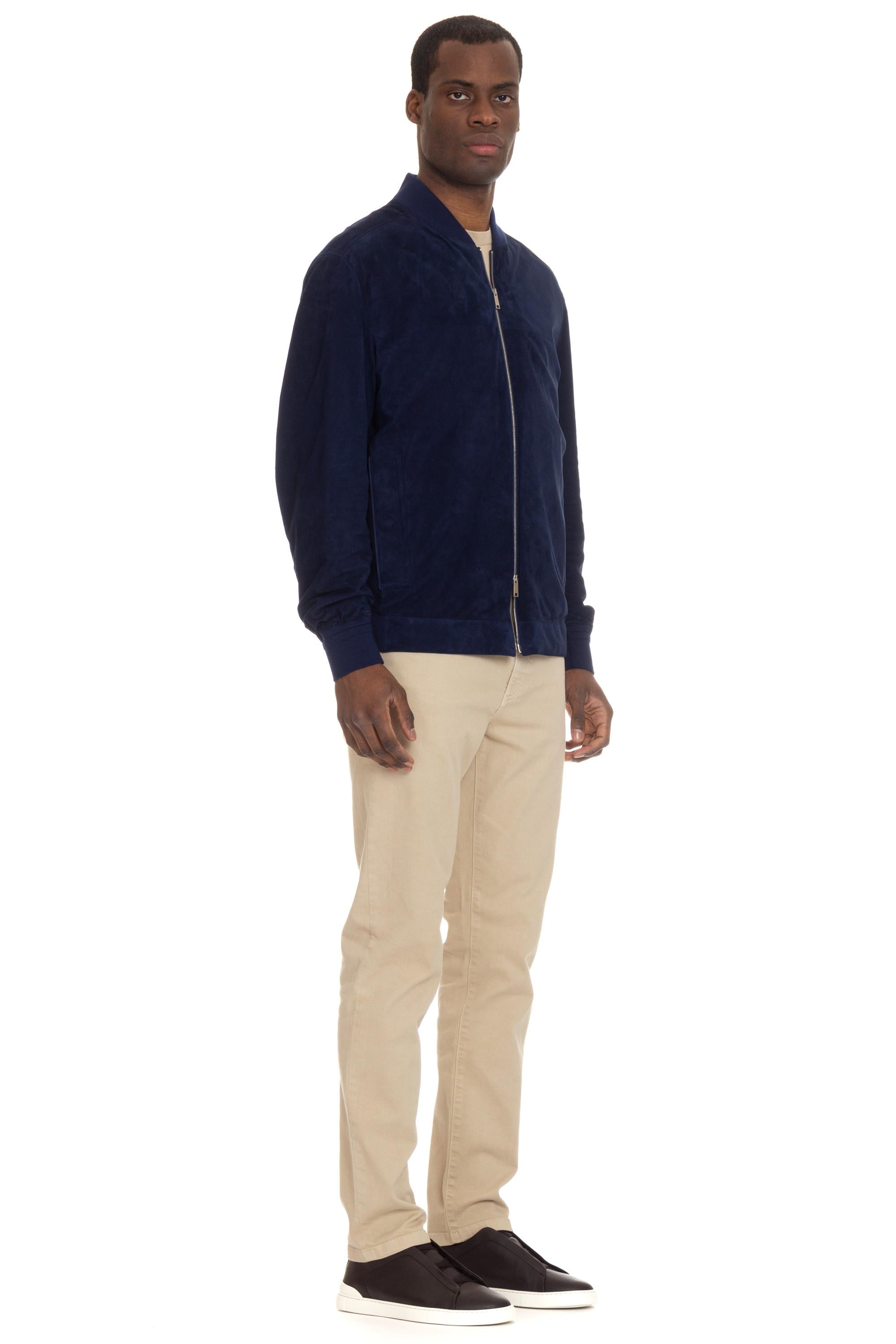 Zegna Bomber in camoscio collo baseball UDPVMA7-D169 B07