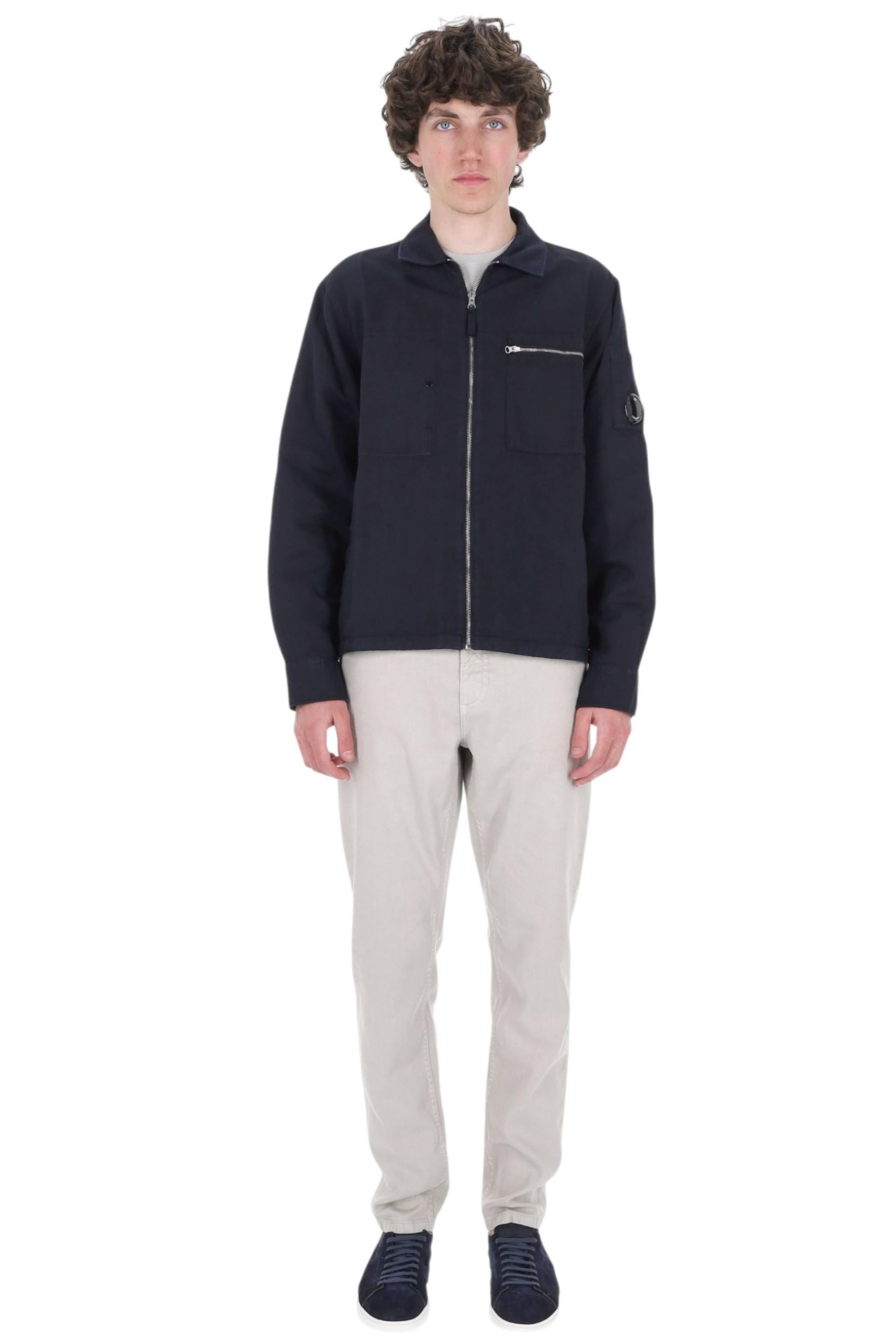 CP Company Overshirt con zip in cotone-lino 20CMOS226A 110626G 888