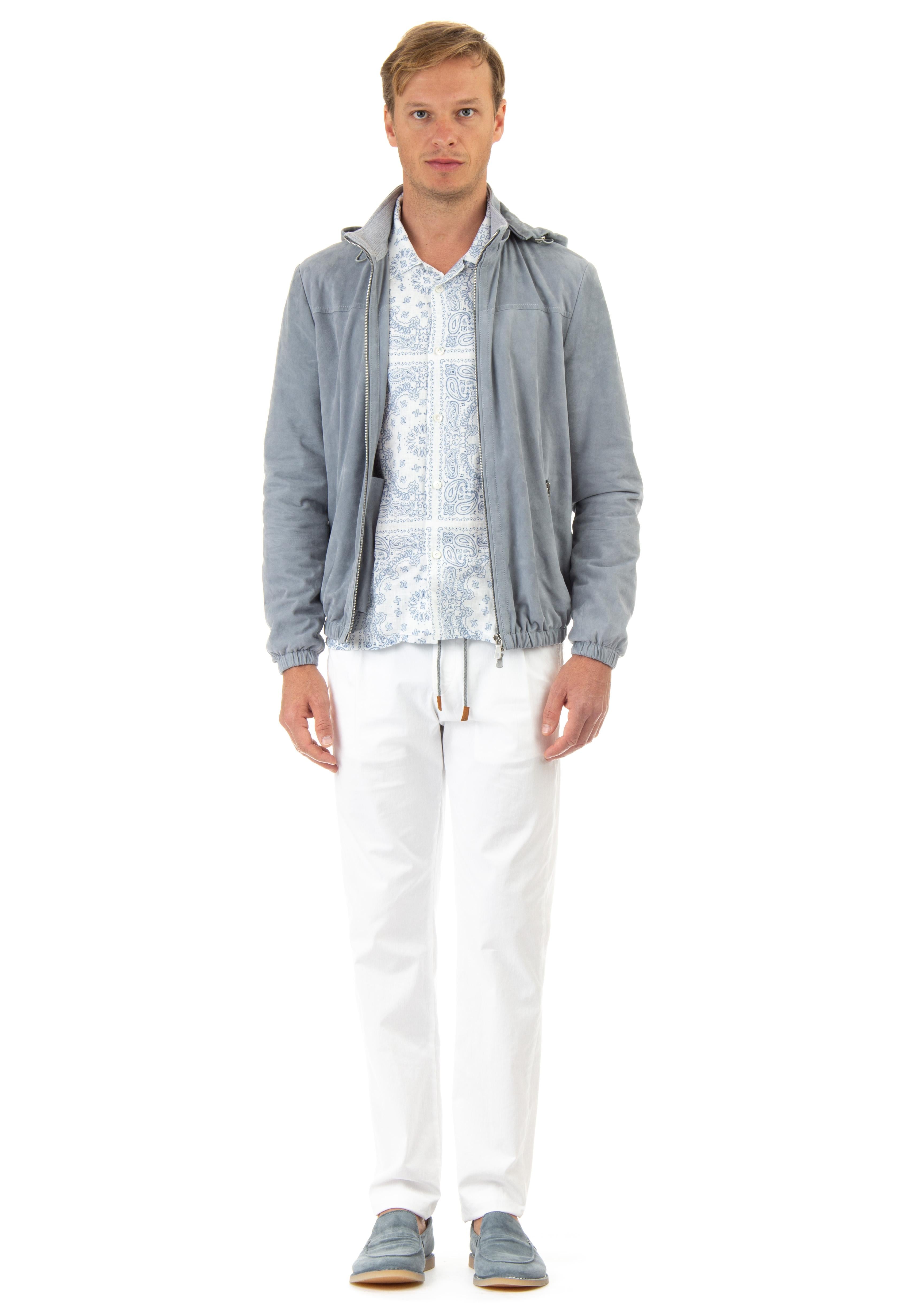 Giubbino bomber in camoscio con cappuccio staccabile G75GBTG13 PEL0G014 08 Eleventy