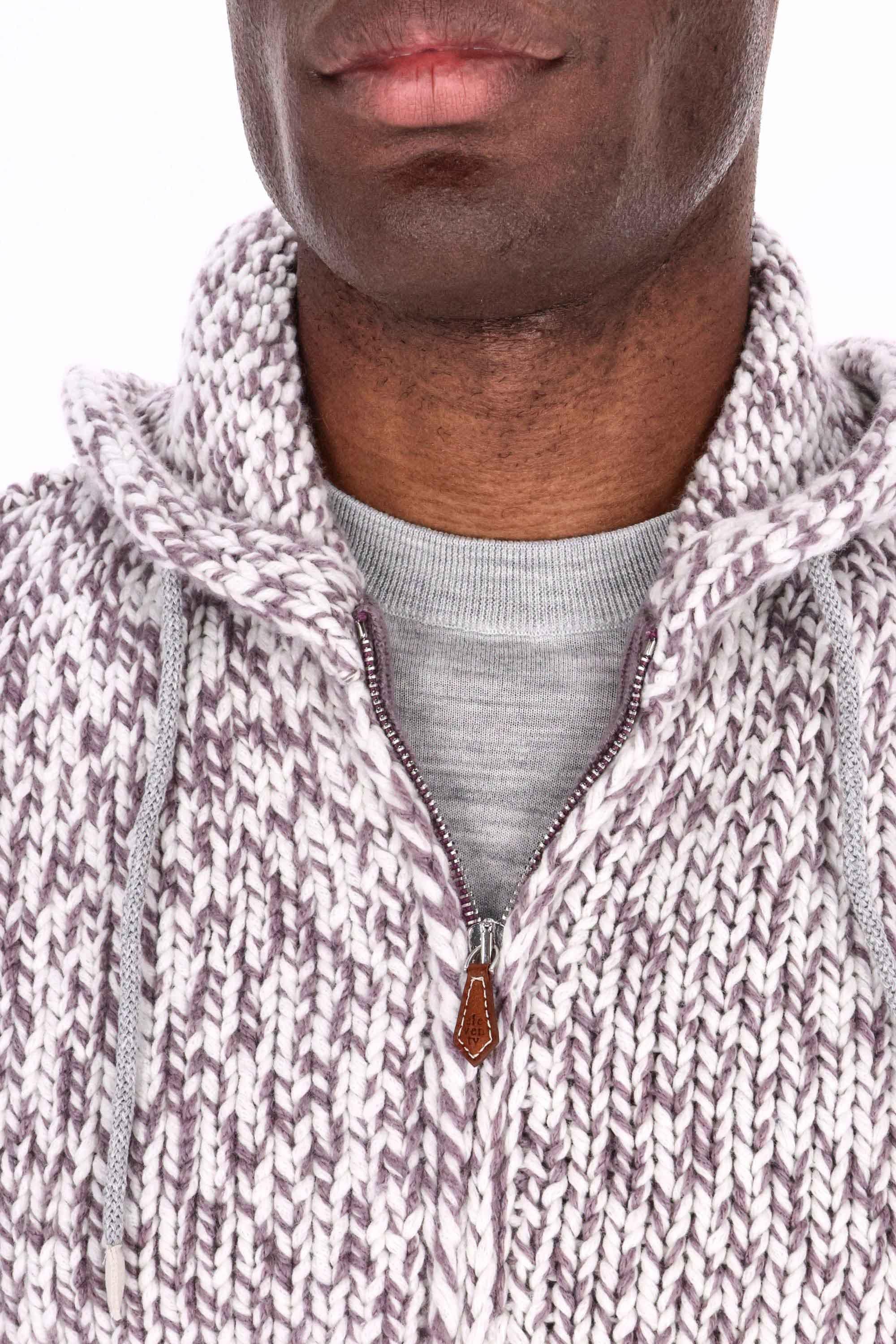 Eleventy Maglia full zip moulinè in cashmere con cappuccio L76MAGL43 MAG0J010/2 81