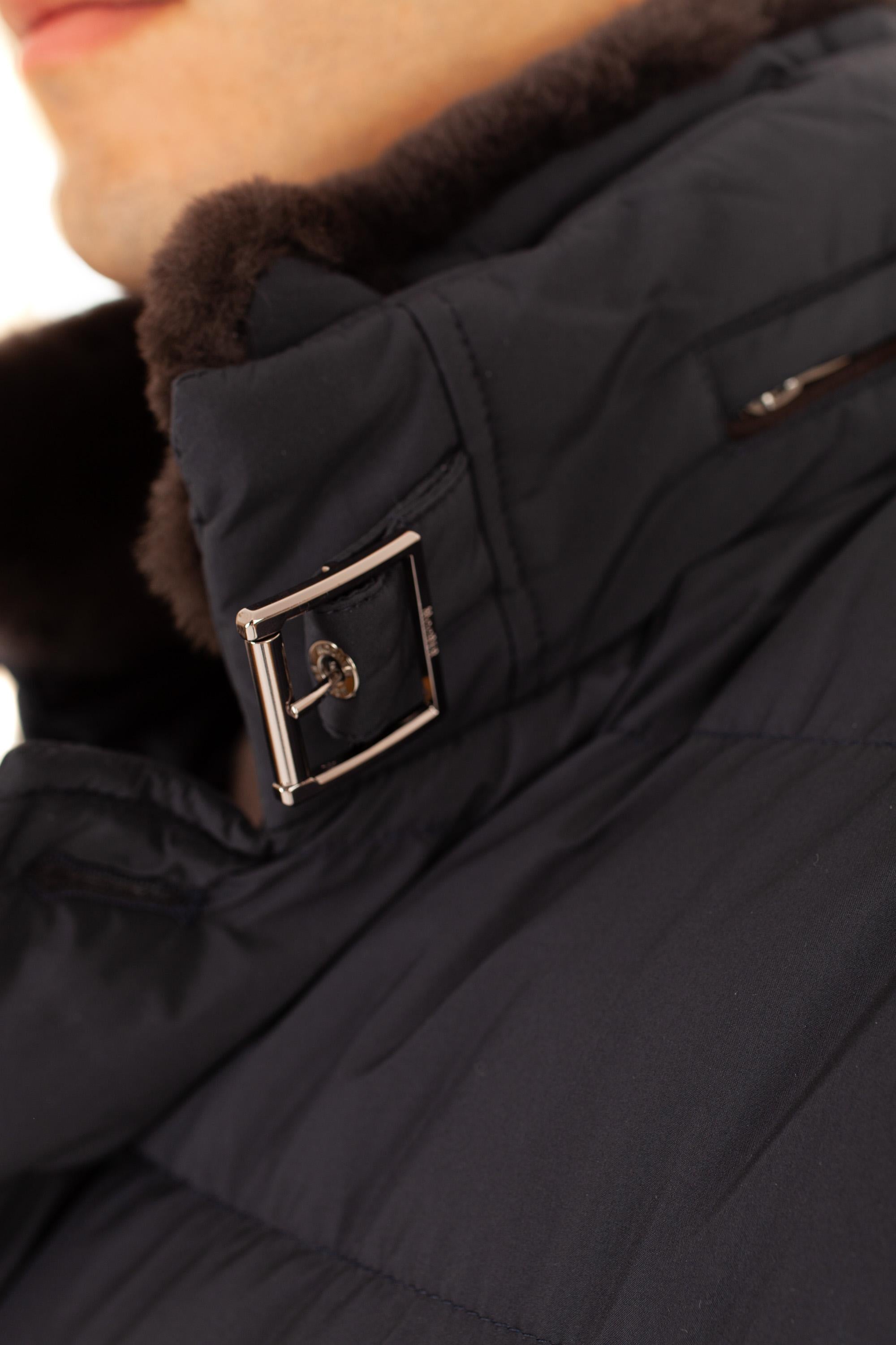 Piumino doppiopetto con collo in castoro mod. zarbo-stp ZARBO-STP/2 U0498 Moorer