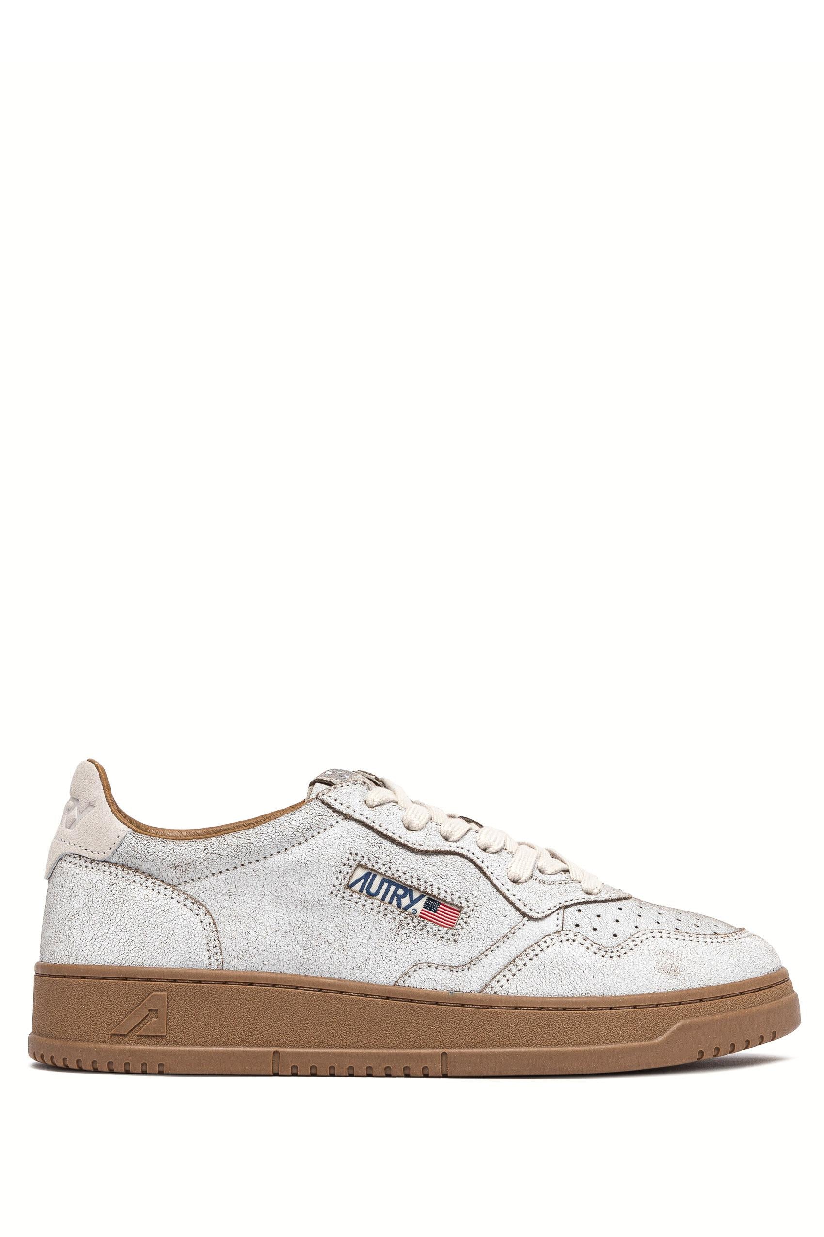 Autry Sneaker in pelle craclè modello Medalist AULM RA02 WHT/TOBACCO