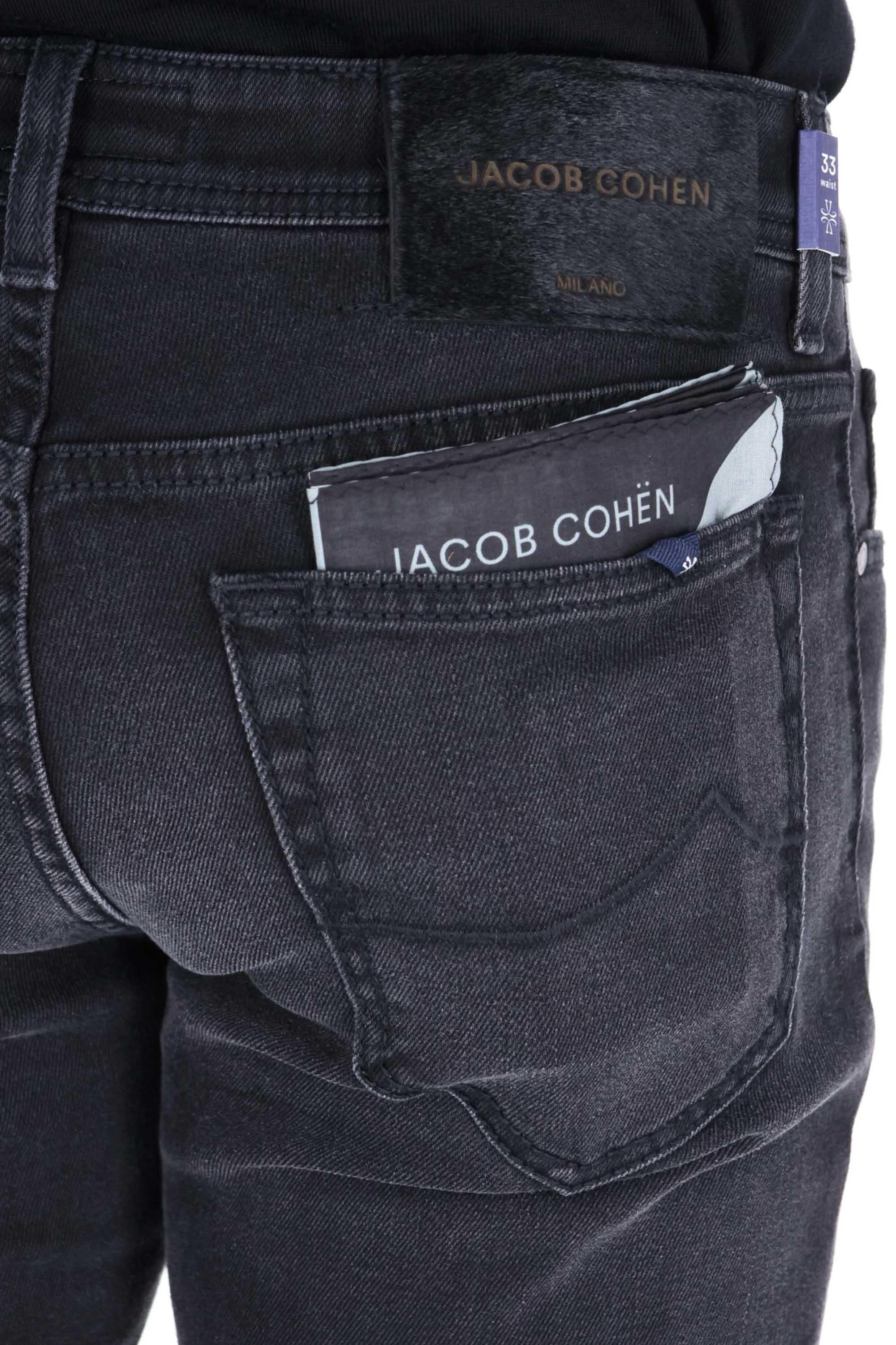 Jacob Cohen Jeans nero delavè in cotone comfort etichetta cavallino Bard fit JUX_QX004 N30 S3591/2 BARD 500D