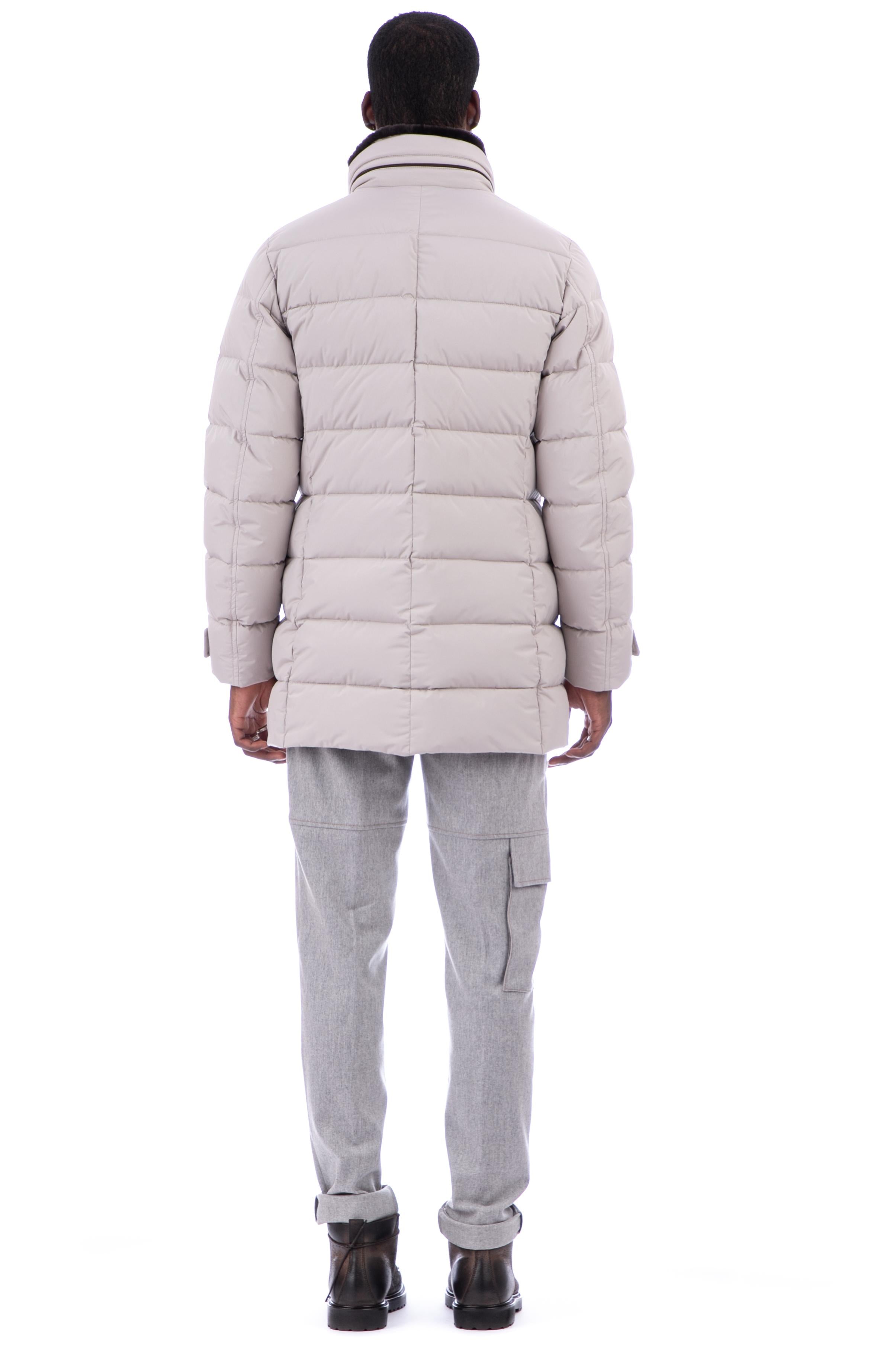 Piuminopettoe mezzo con collo in castorino rimovibile mod. zarbo-stp ZARBO-STP PEARL Moorer