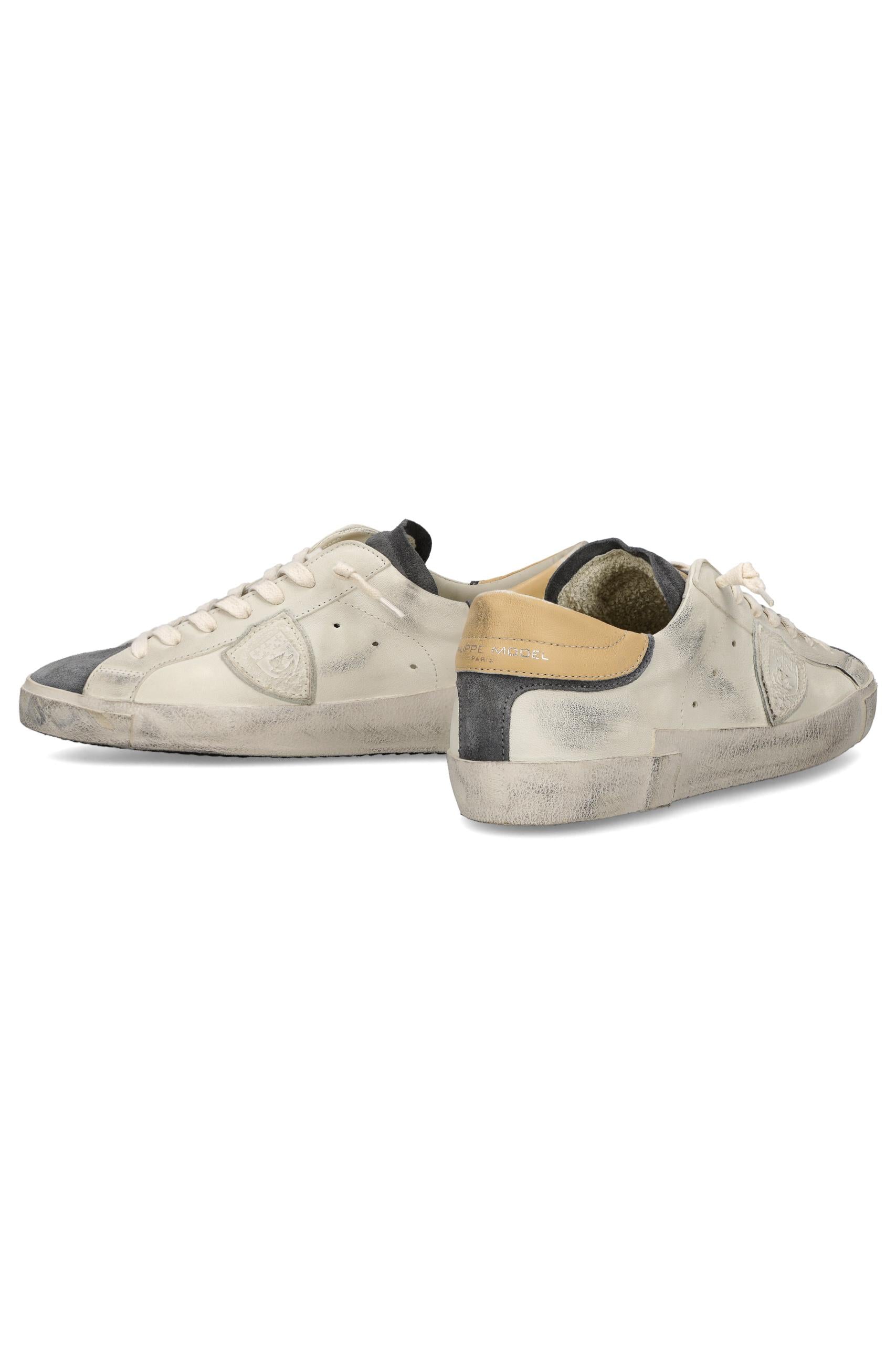 Sneaker in pelle e camoscio talloncino beige mod. Paris PRLU PRSX_8 WX47 Philippe Model
