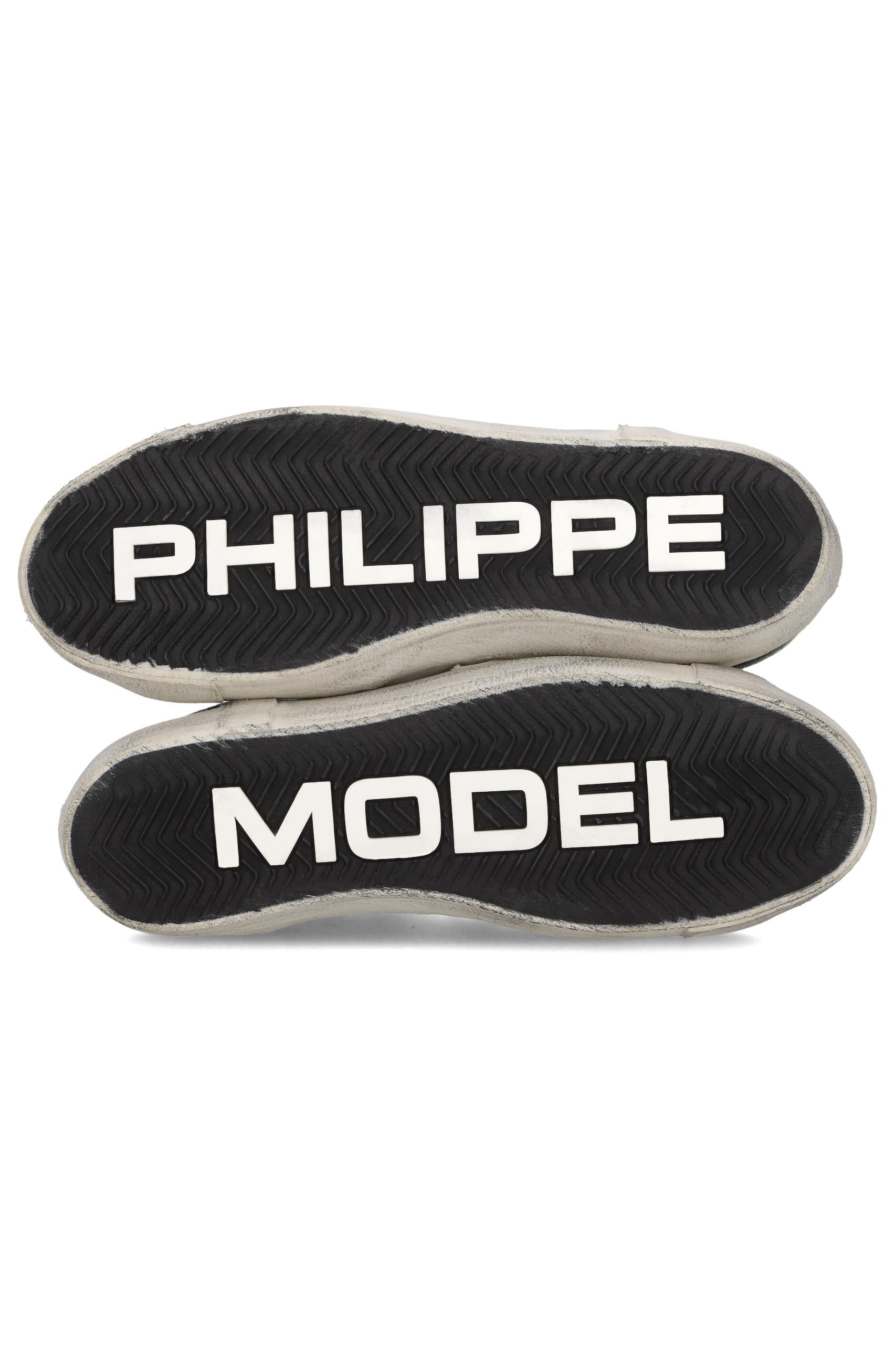 Sneaker in pelle e camoscio talloncino beige mod. Paris PRLU PRSX_8 WX47 Philippe Model