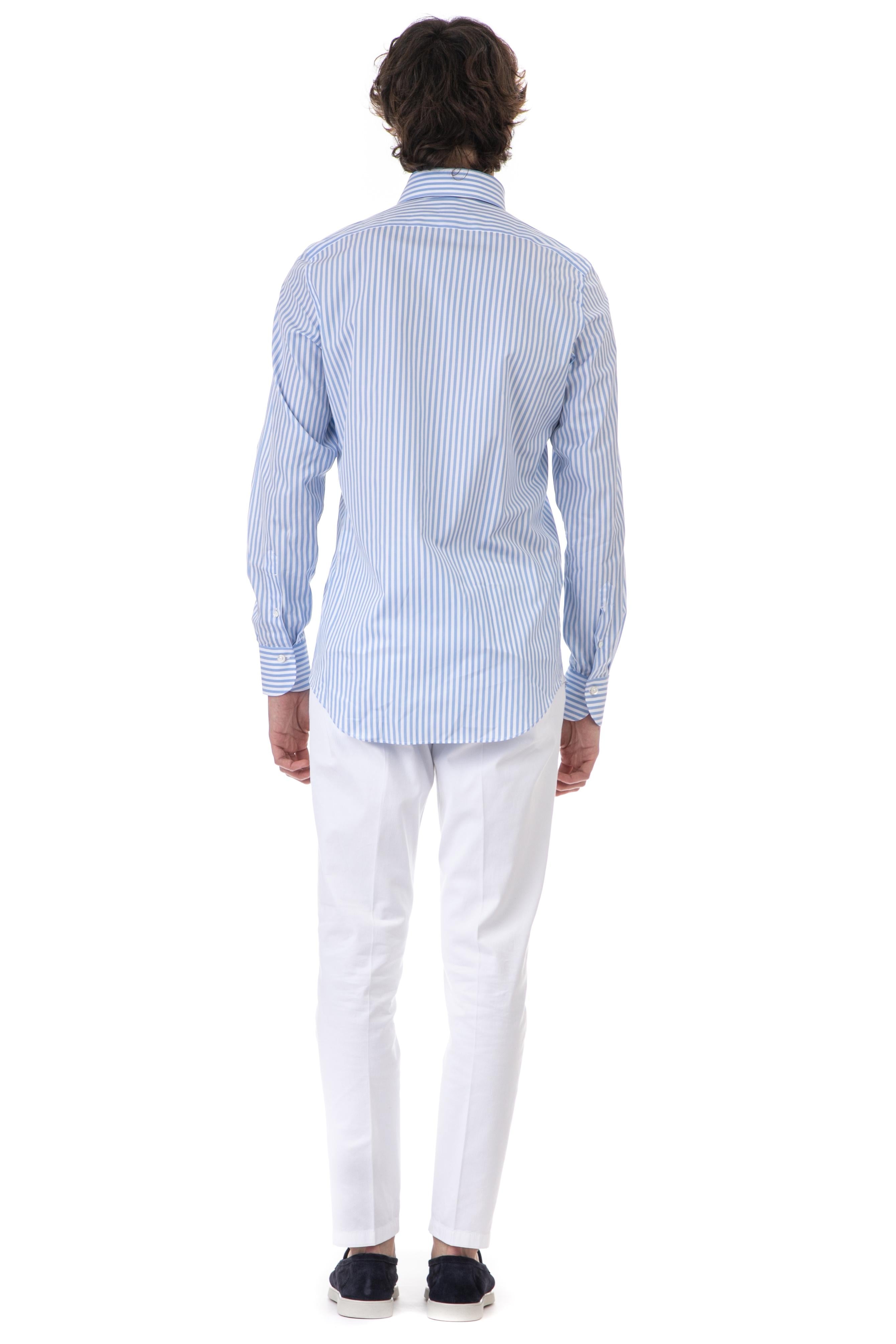 Camicia sartoriale bacchettata in cotone-lino collo ustica ML71-UT-460074-C0472D 02 Finamore