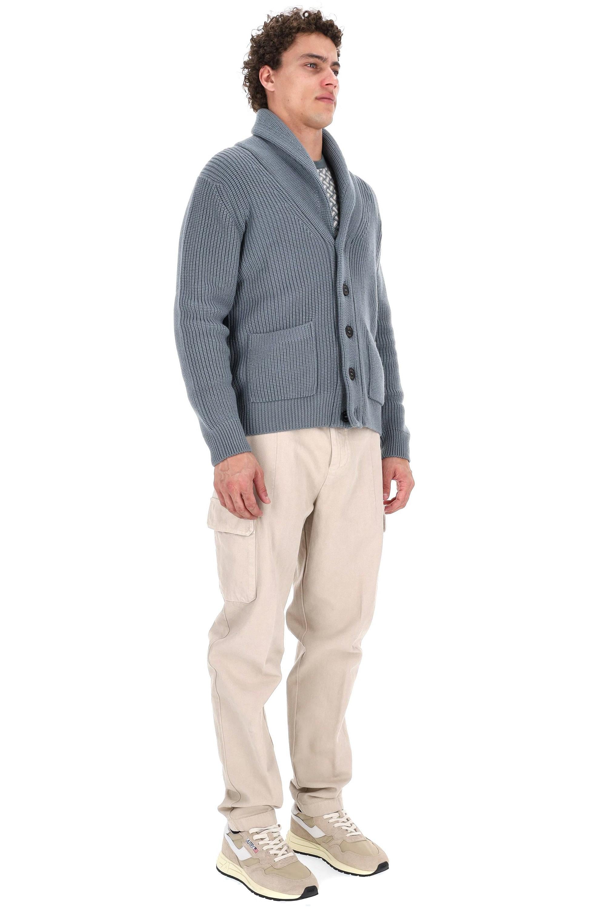 Drumohr Cardigan Steve Mc Queen collo a scialle in lana merino D5M419PNL 475