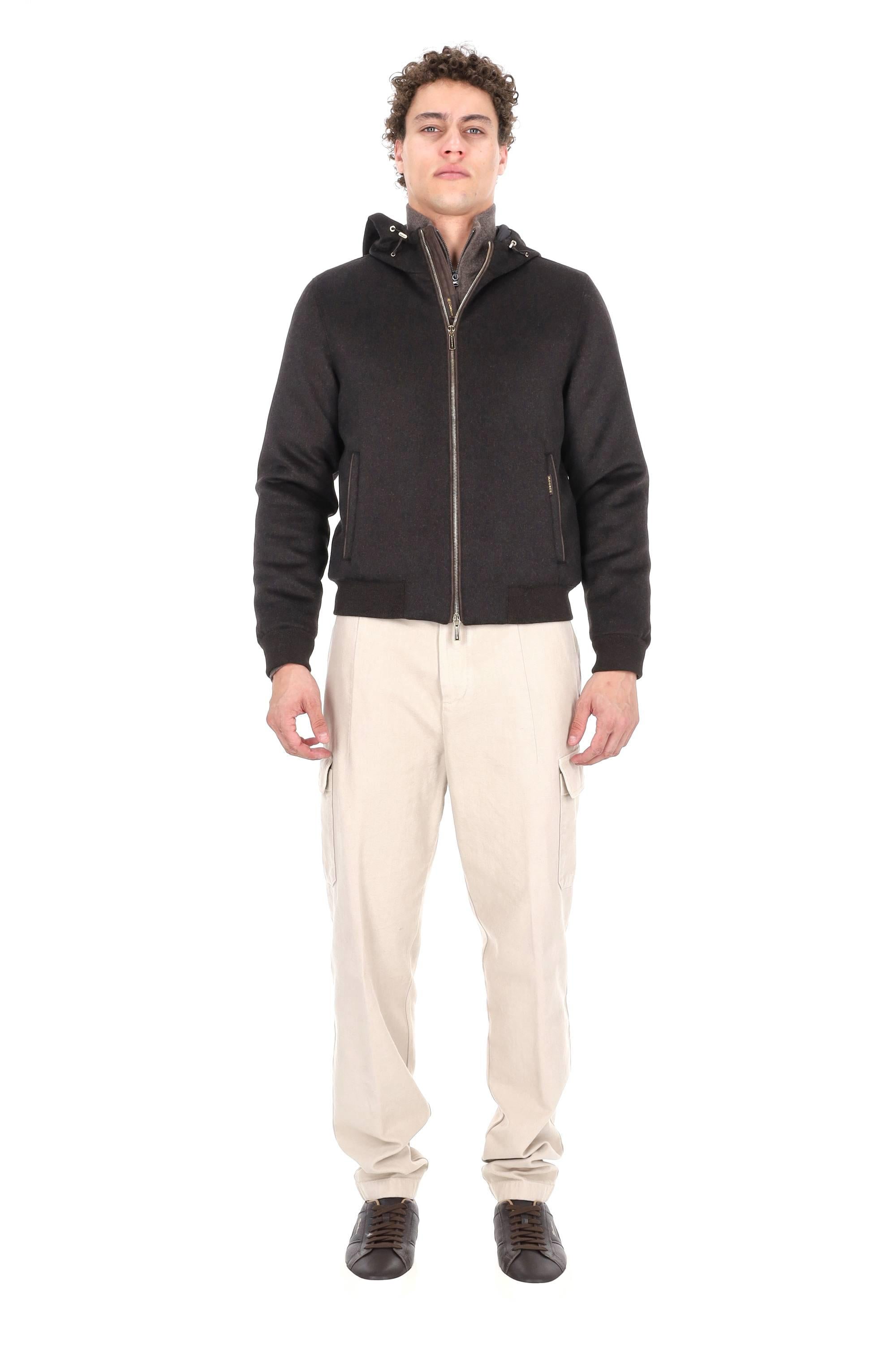 Moorer Giubbotto bomber in baby cashmere imbottito in piuma BRIGNO-BAB U0202