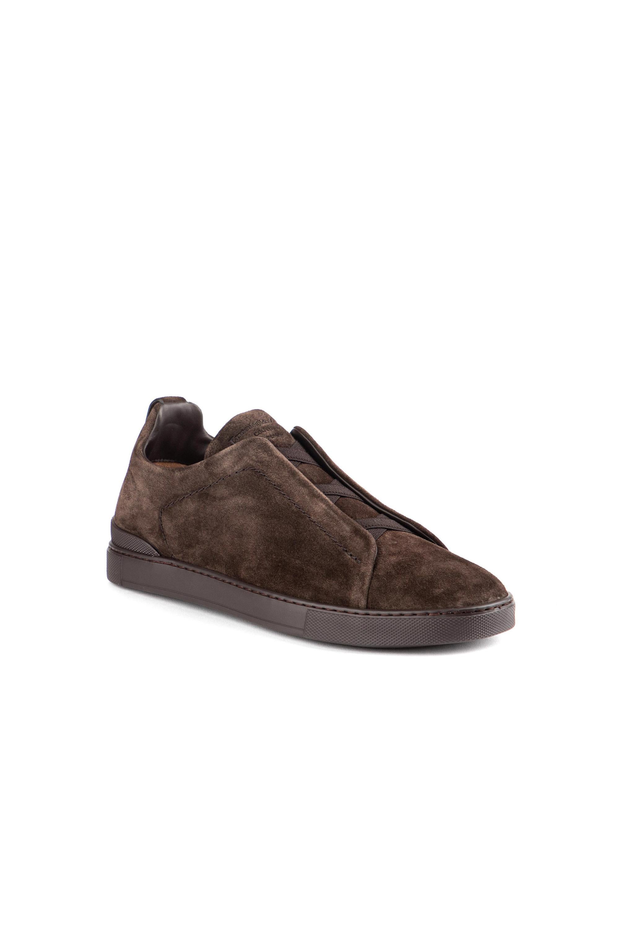 Zegna Sneaker Triple Stitch in camoscio supersoft LHSOY A4667X TDM