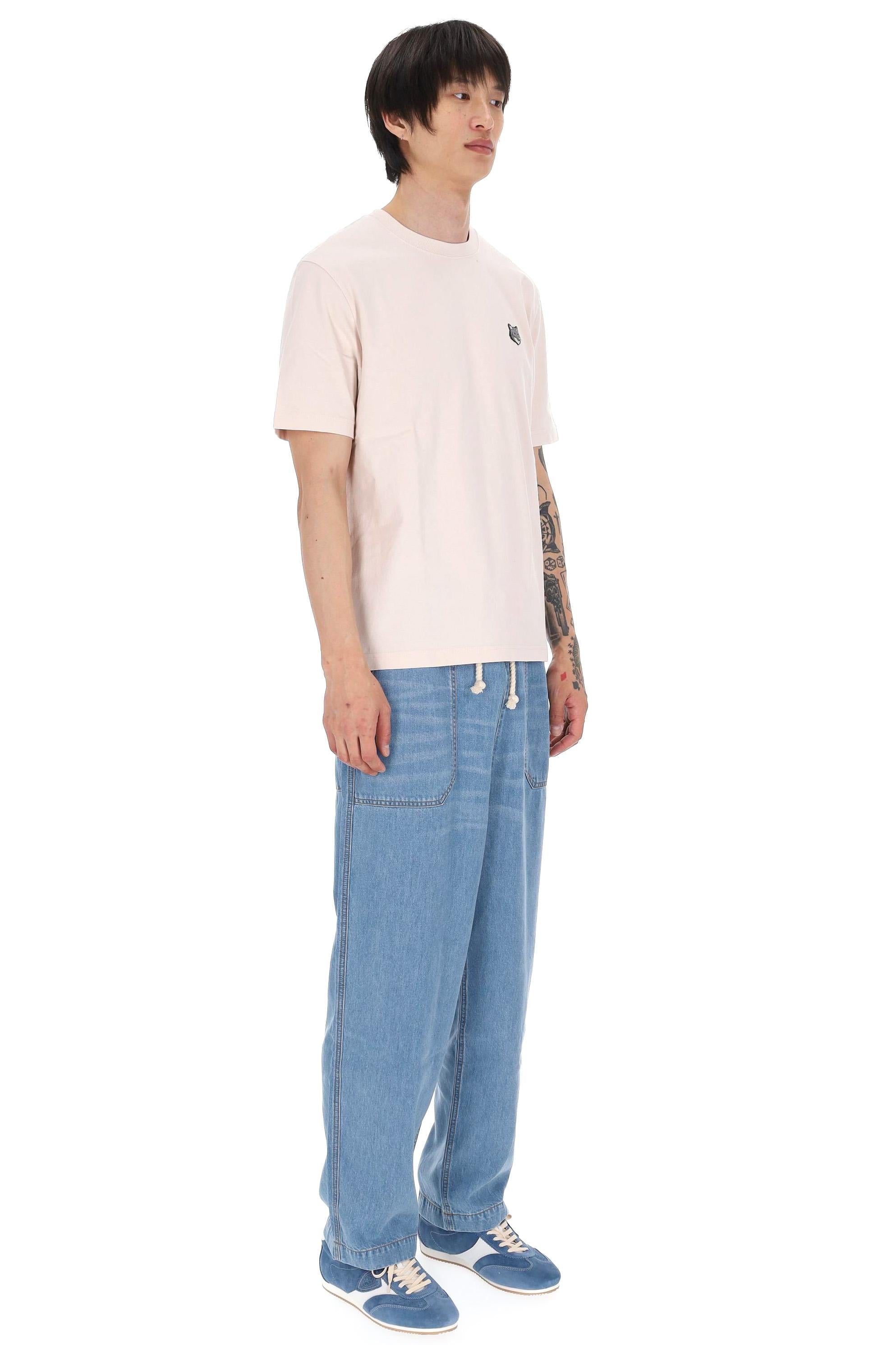 Maison Kitsuné T-shirt in cotone regular fit con volpe grigia PM00108KJ7025 LILAC POWDER