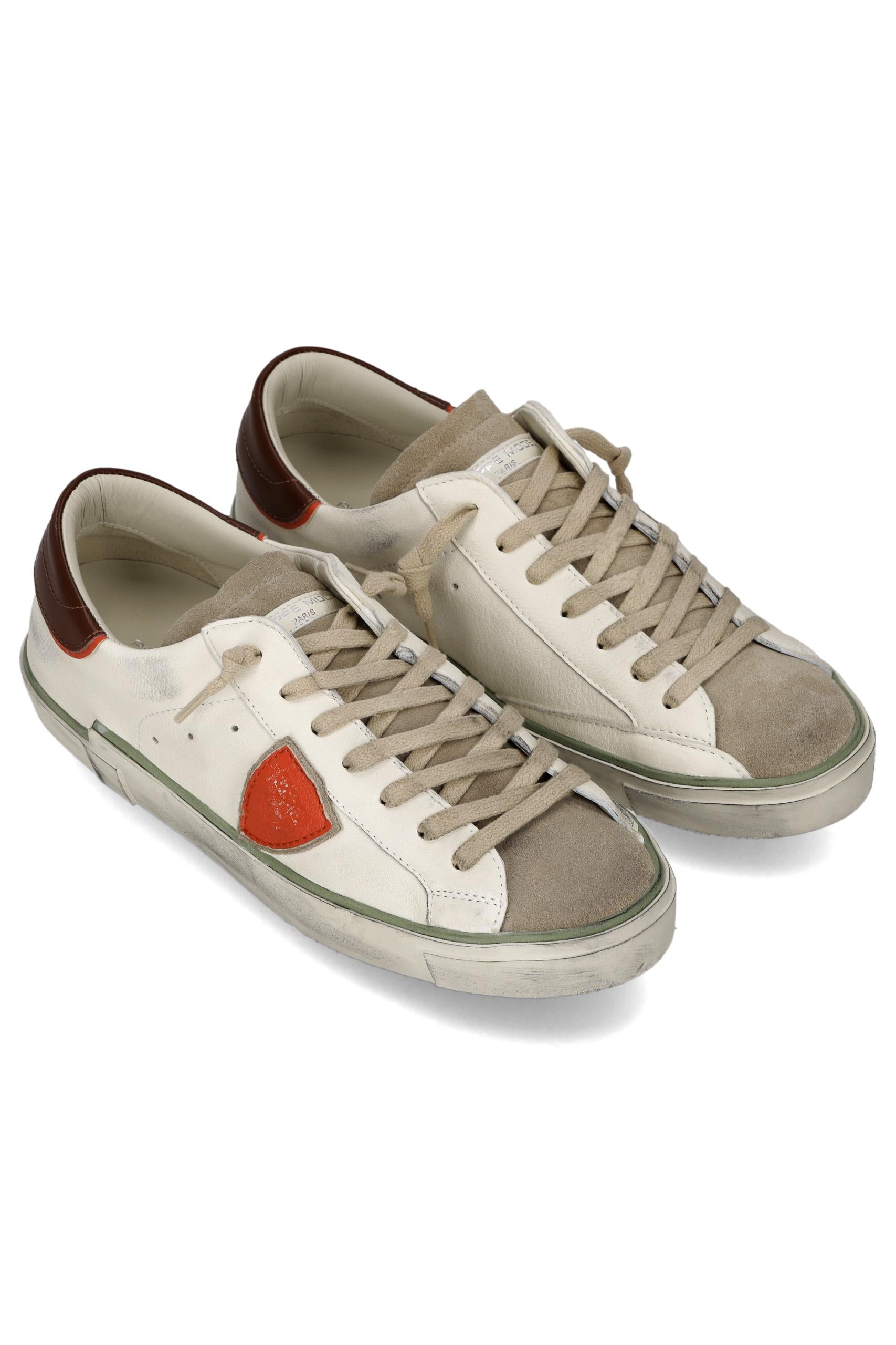 Philippe Model Sneaker in pelle e camoscio talloncino bordeaux mod. Paris PRLU PRSX_7 VVB3