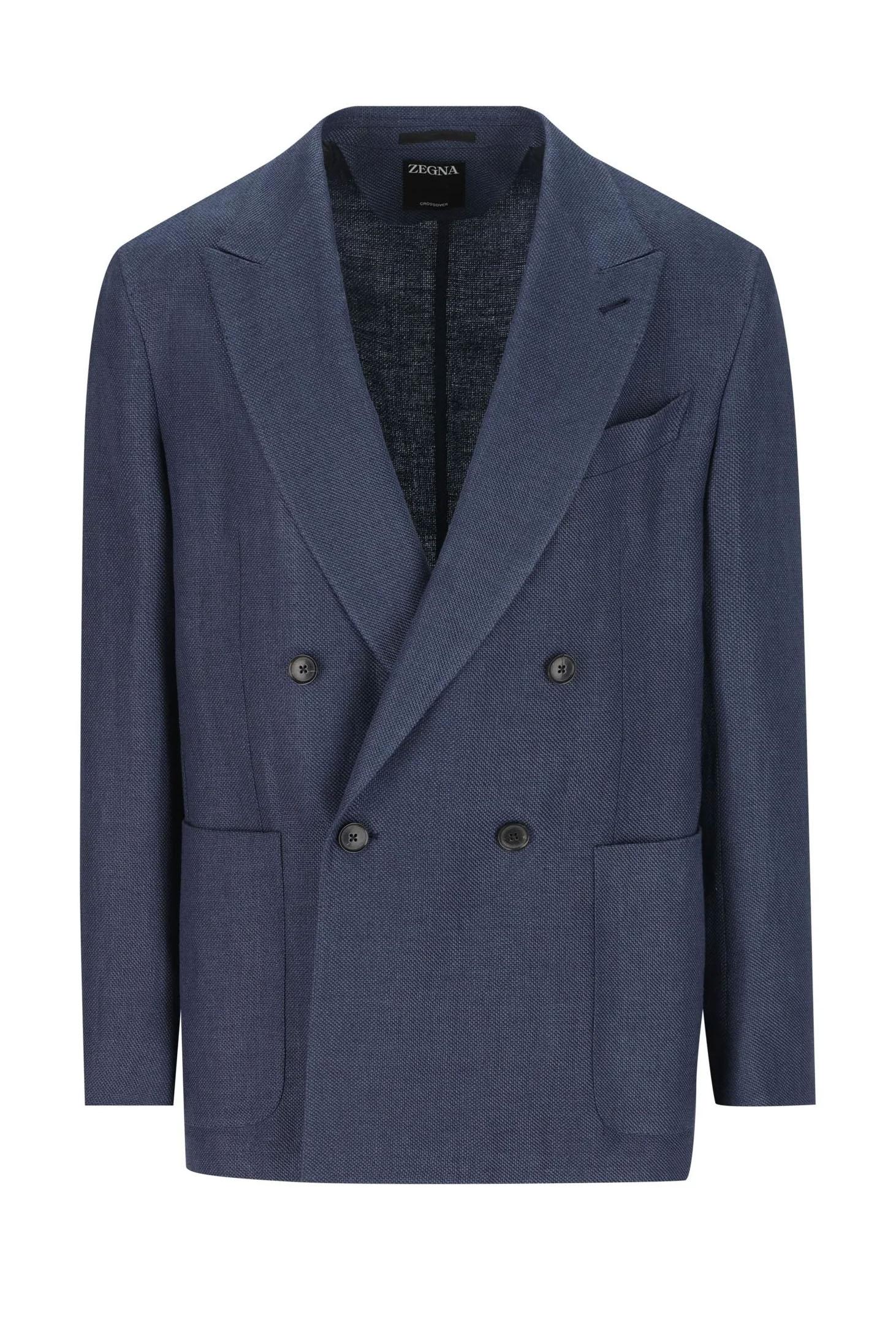 Zegna Giacca doppiopetto tramata in lino-lana-seta 349528A3-1DJ3S0 7R