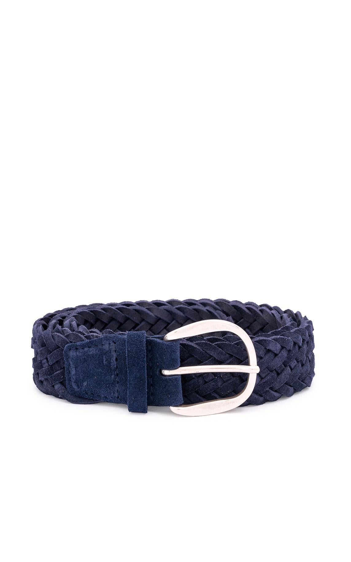 Orciani Cintura intrecciata in camoscio plot U08318_SUP BLU