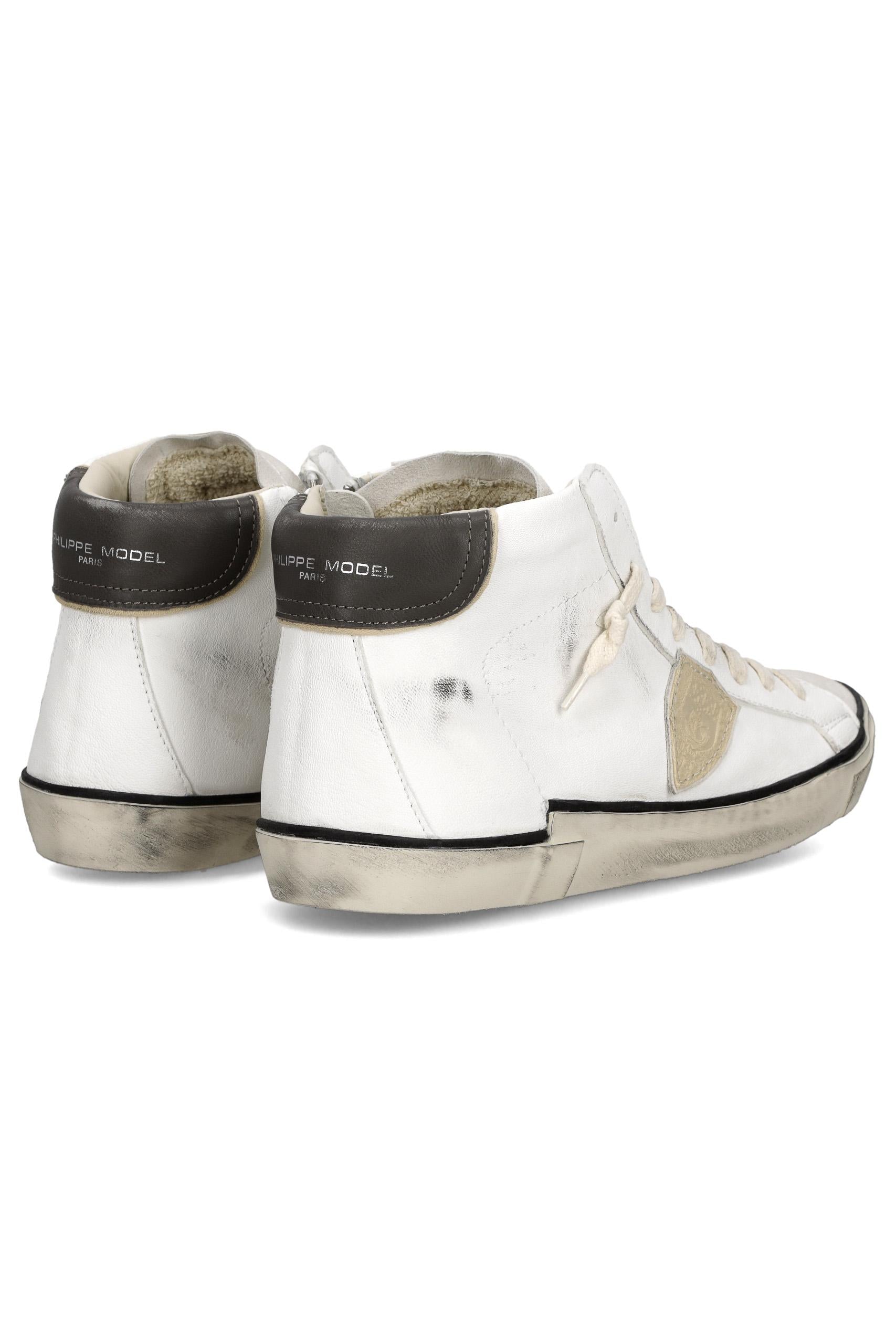Sneaker mid in pelle e camoscio talloncino grigio PRHU PRSX/2 VVB2 Philippe Model