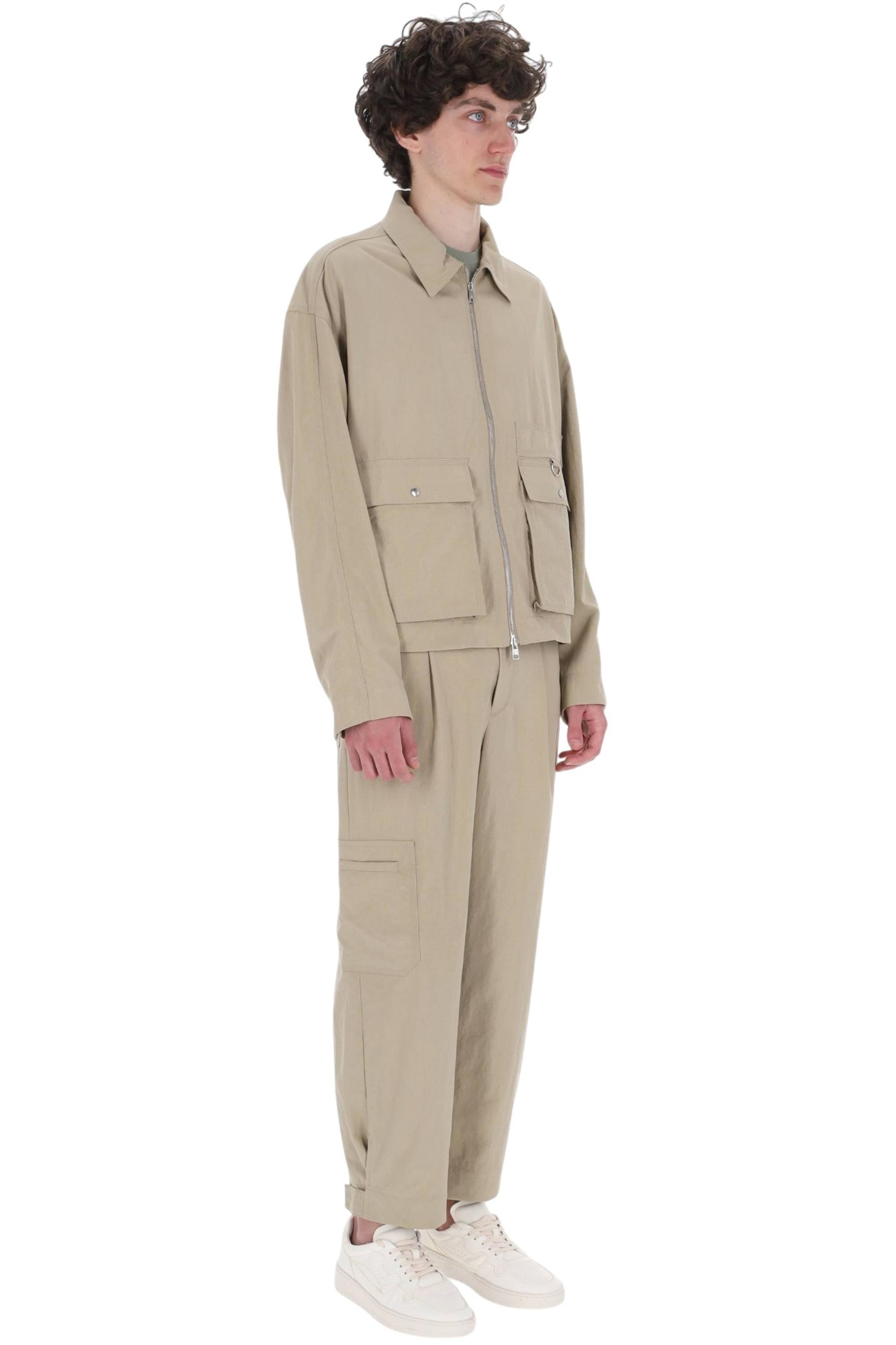 Maison Kitsuné Giubbino cropped in leggero canvas di cotone QM02102WW9082 TEA LEAF