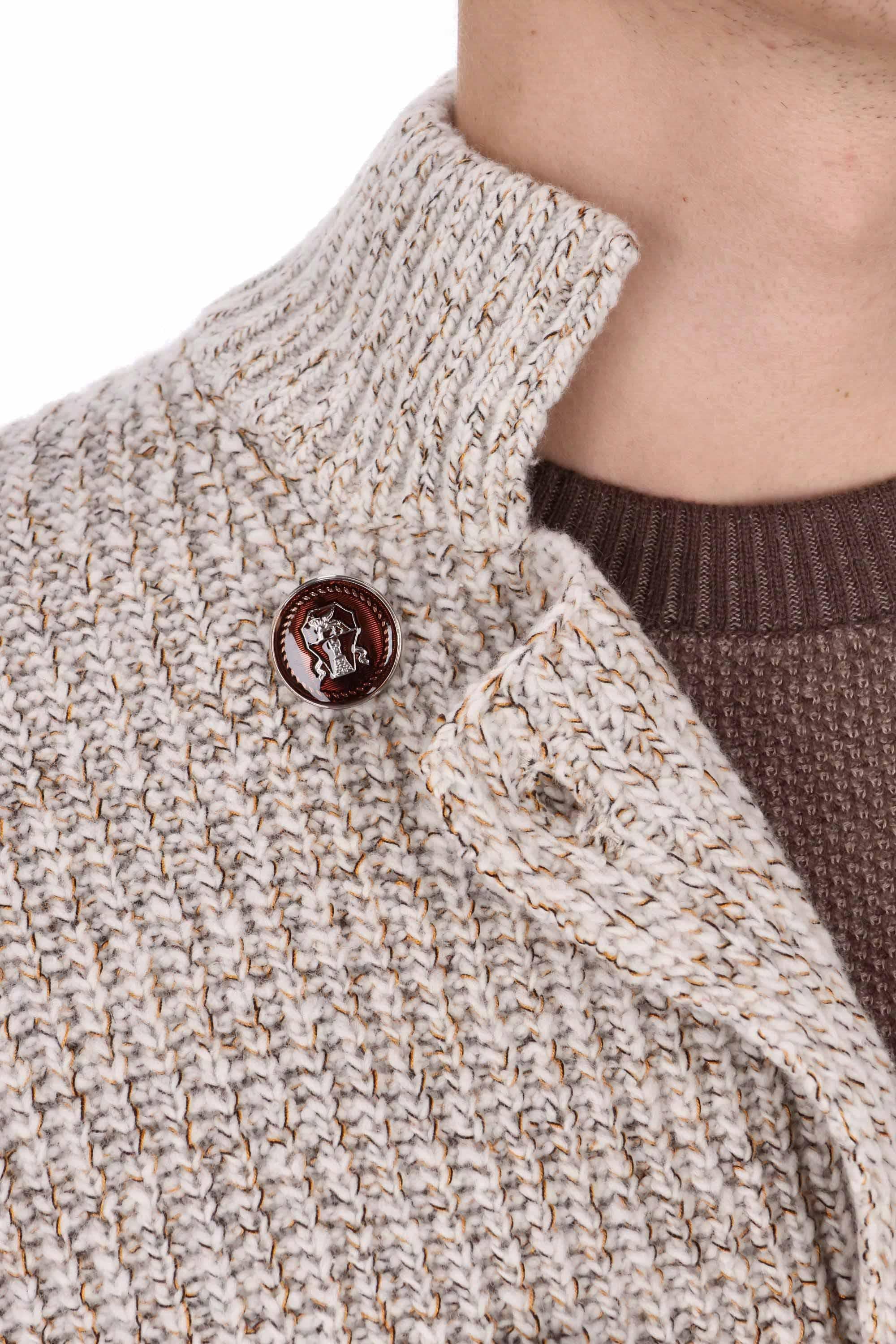 Brunello Cucinelli Giacca-maglia doppiopetto in lana-seta moulinè MRI55501 CHL05