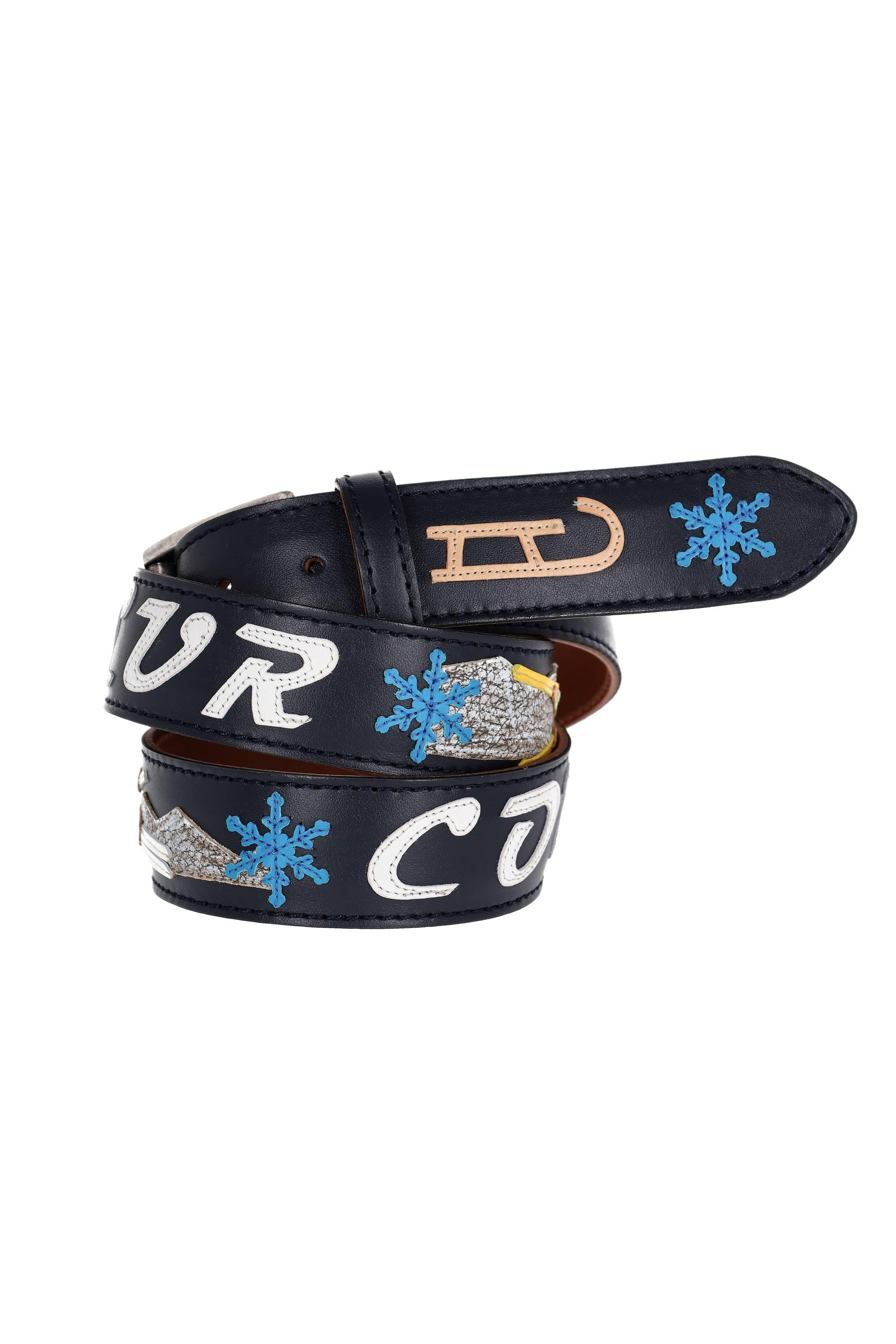 Artigianato Italiano Cintura in pelle artigianale "Courmayeur" COURMAYEUR BLU