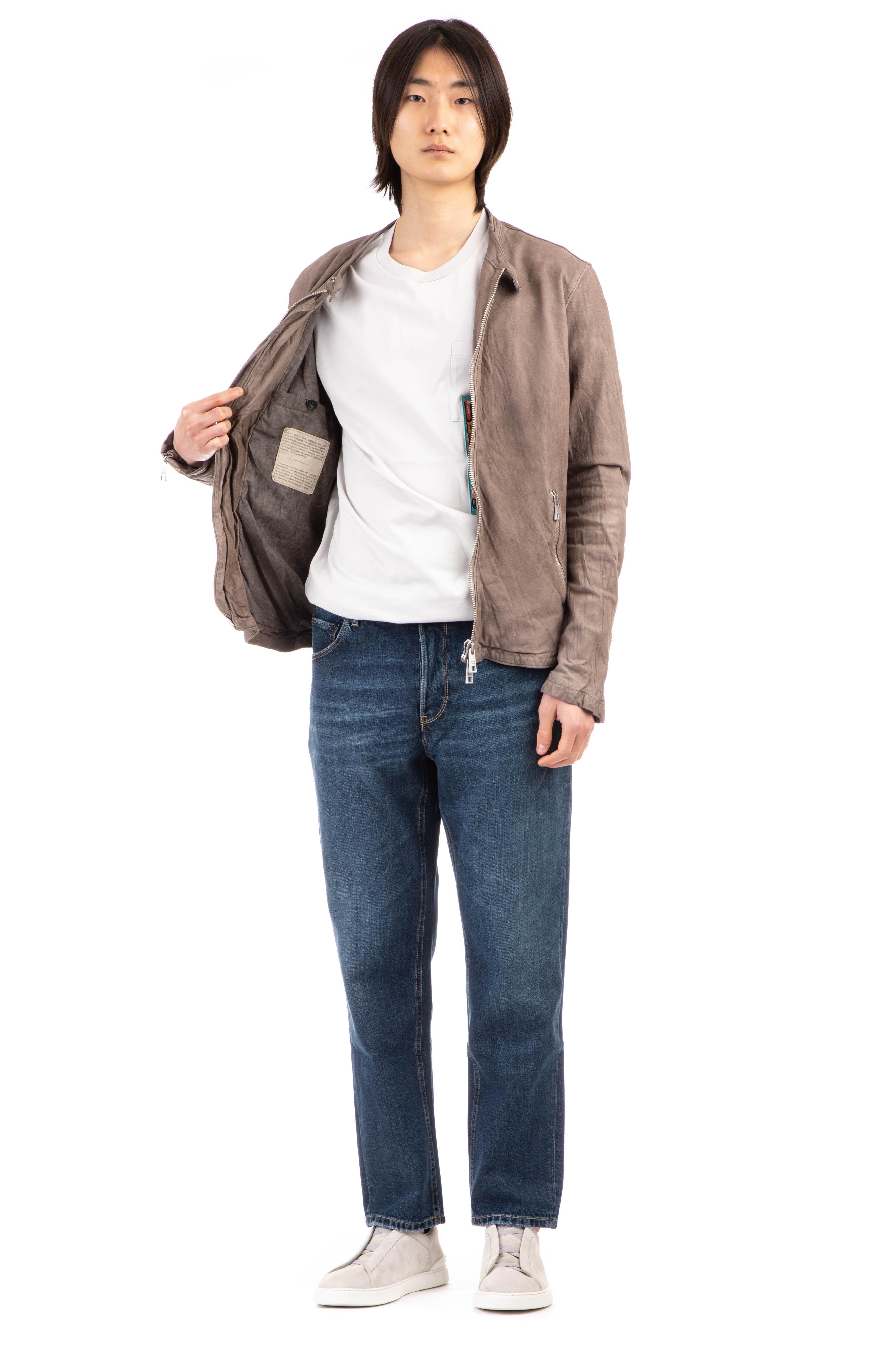 Giubbino biker in pelle di agnello washed GU23S8299VBRUSH WALL Giorgio Brato
