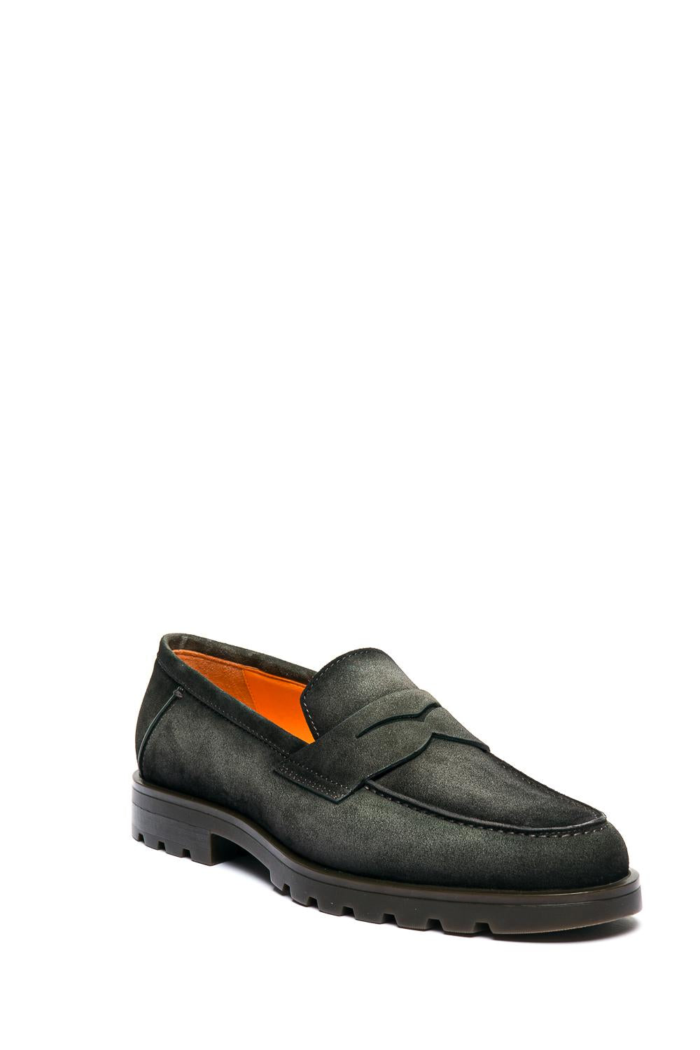 Santoni Mocassino in camoscio fondo carro in gomma MGDC18610DTRBGEX V49