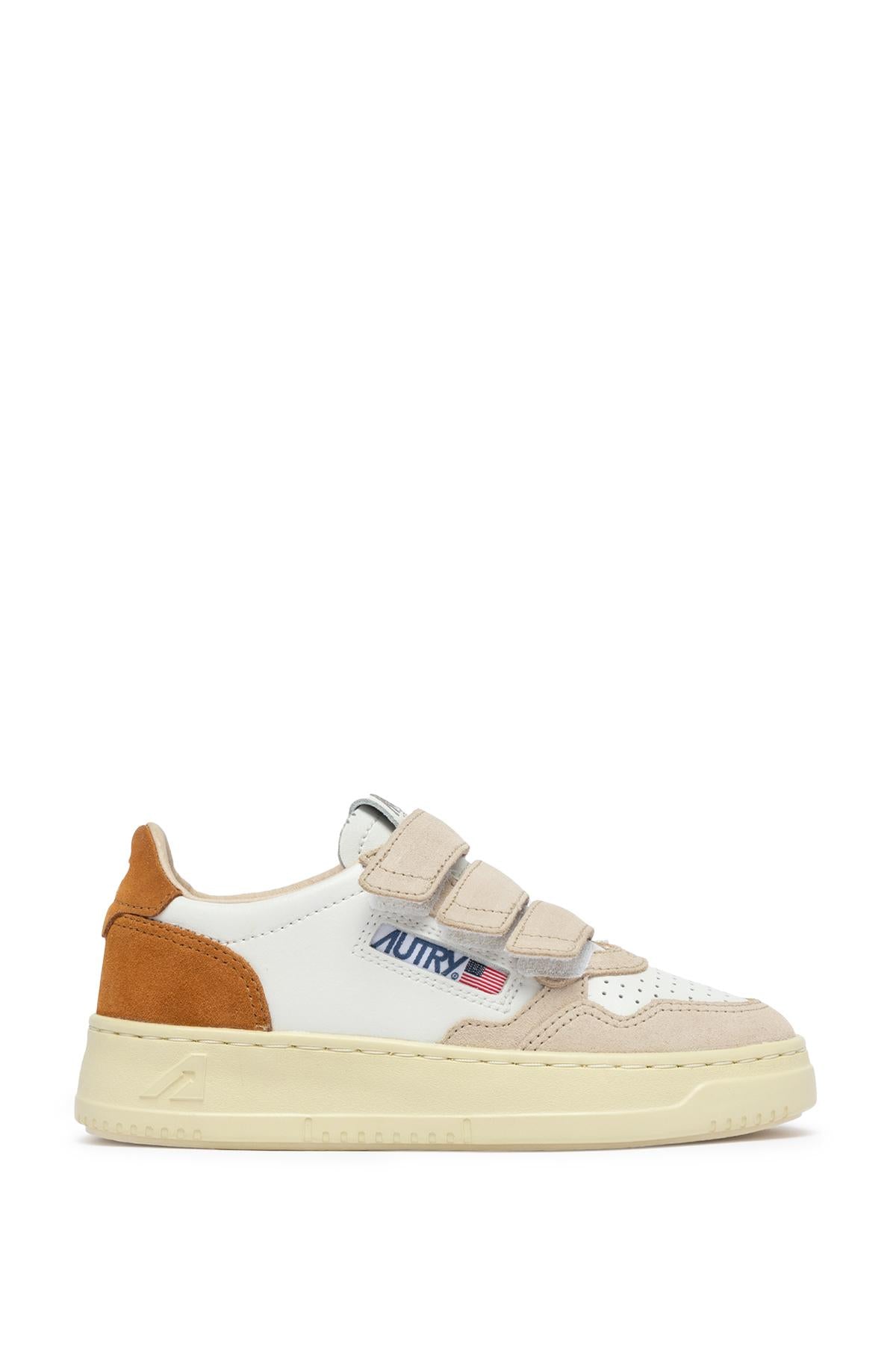 Autry Sneaker Medalist bambino in pelle e camoscio con strappi KILK 3U06 BRNMUS/WHT/SND