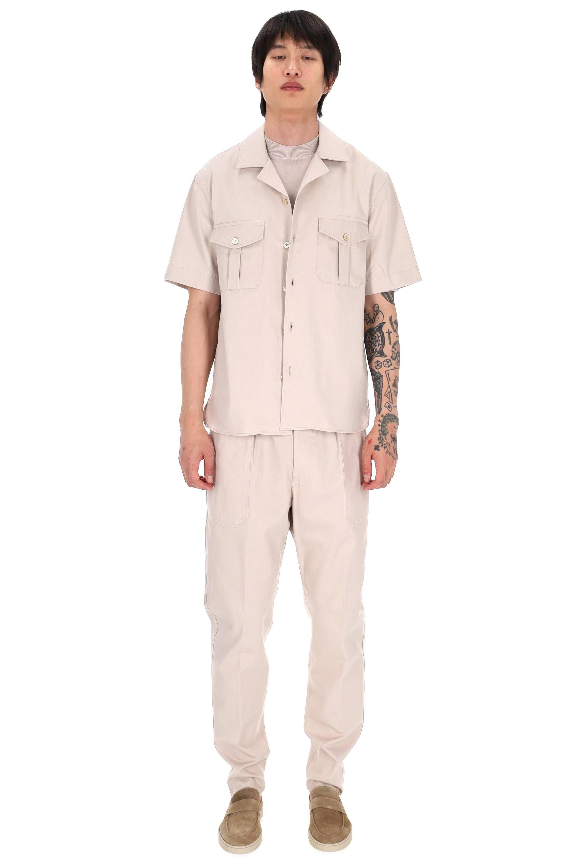 Eleventy Camicia-overshirt in cotone fantasia spina di pesce M75CAMM04 TES0M140 02