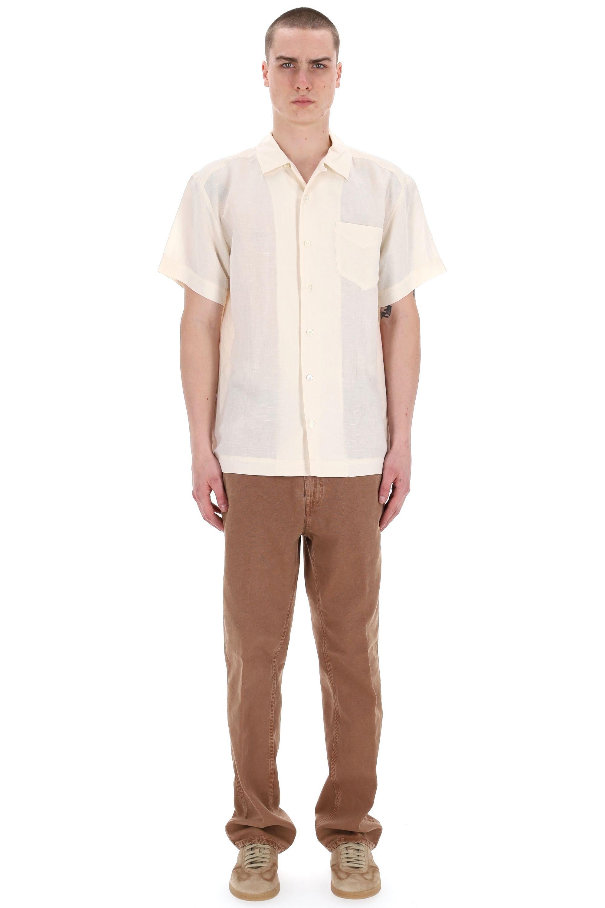 A.P.C. Camicia in viscosa-lino collo bowling VIALV-H12608 AAD