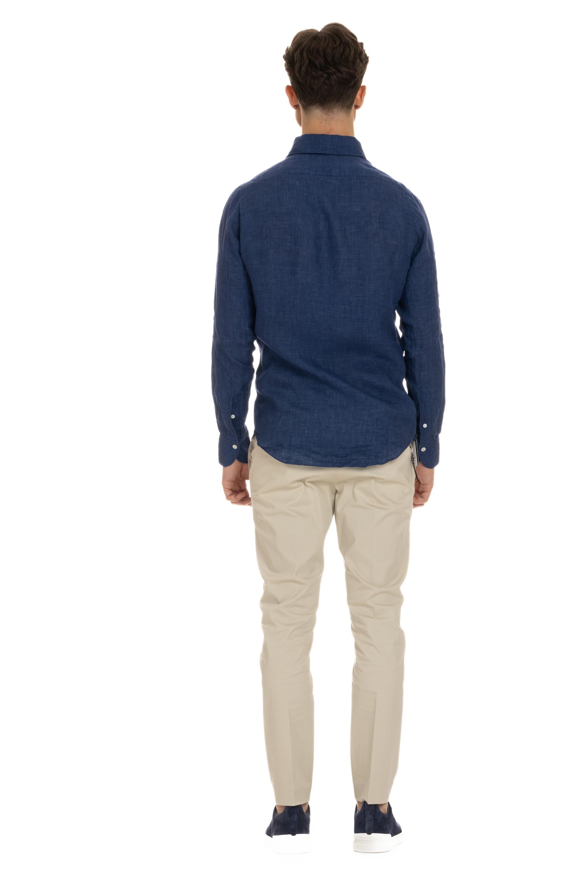 Camicia in lino con collo paramontura 046348-C0364 04 Finamore