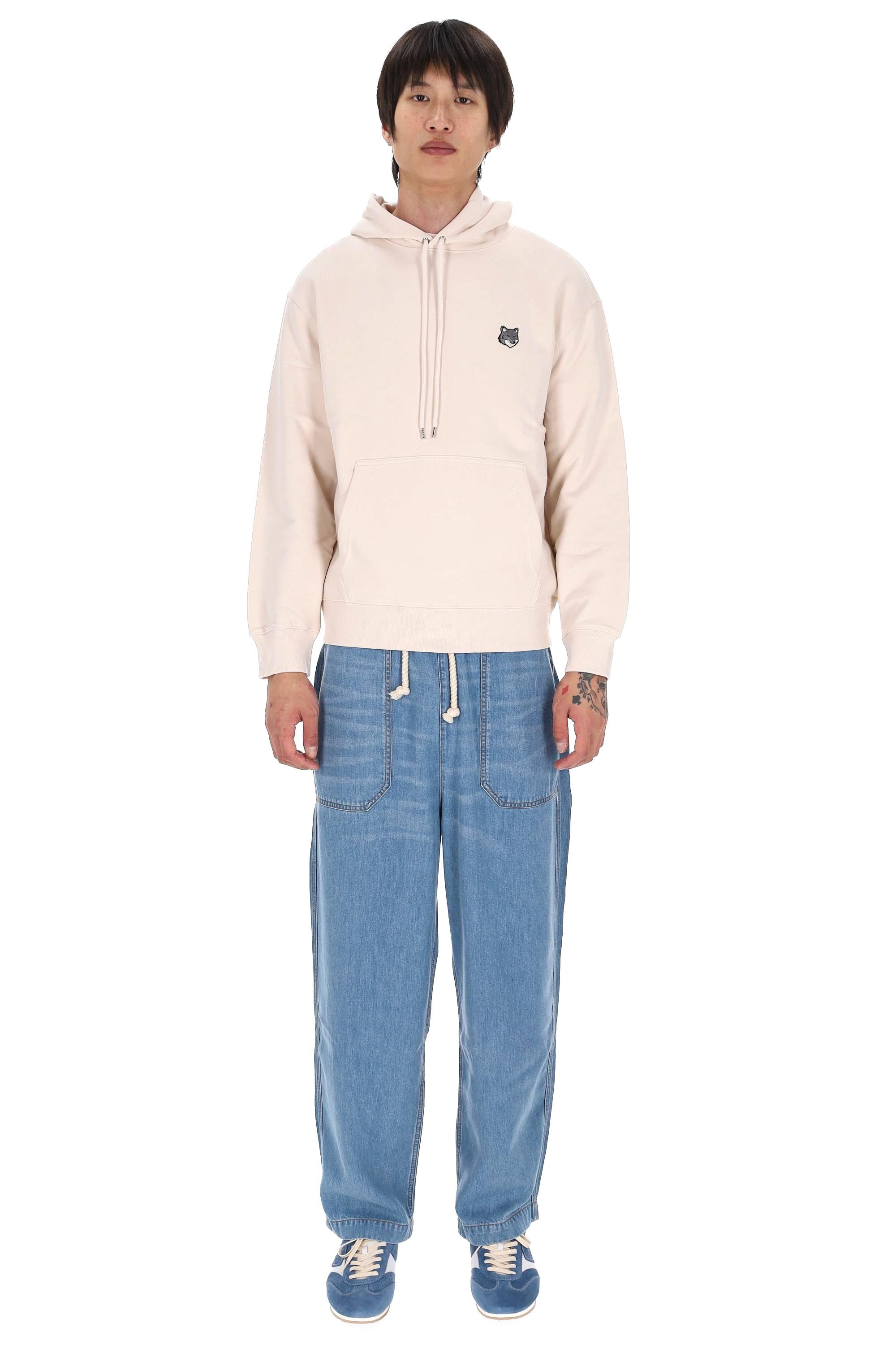 Maison Kitsuné Felpa con cappuccio in cotone regular fit con volpe grigia PM00703KM0341 LILAC POWDER
