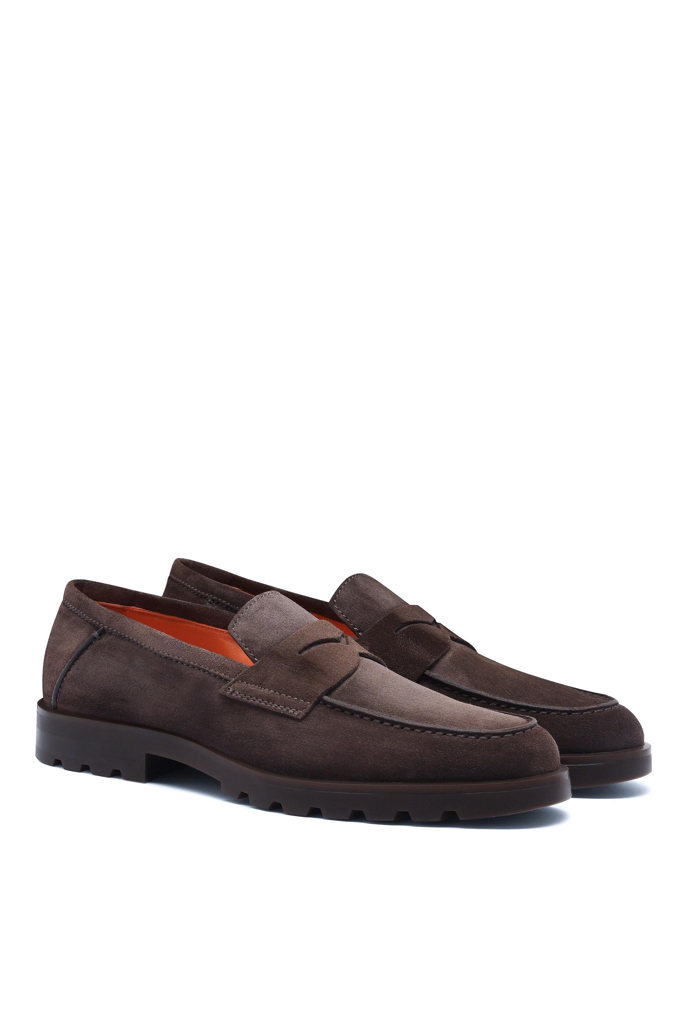 Santoni Mocassino in camoscio fondo carro in gomma MGDC18610DTRBSEY T50