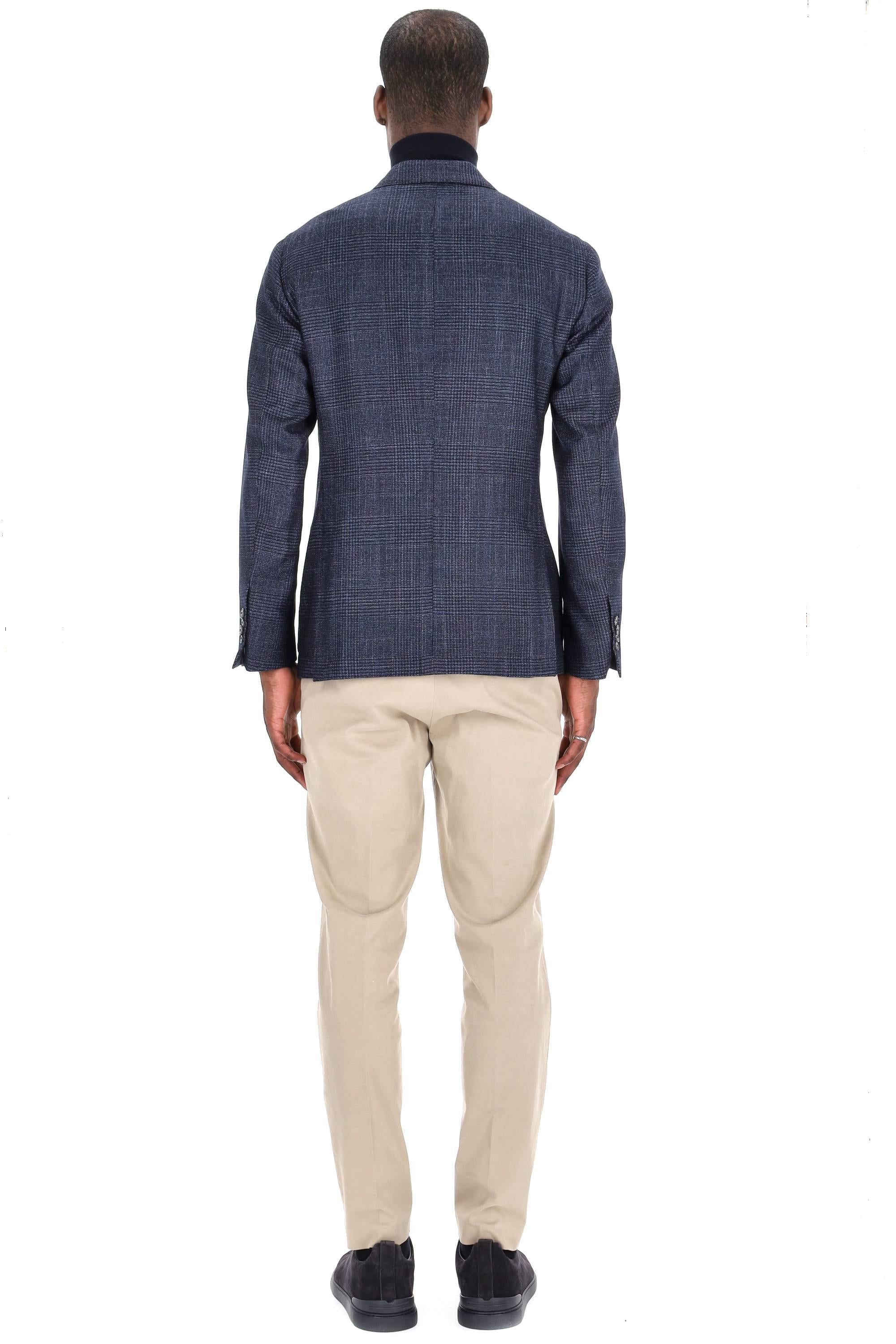 Barba Giacca sartoriale principe di Galles in lana-seta-cashmere DP__51054 0088