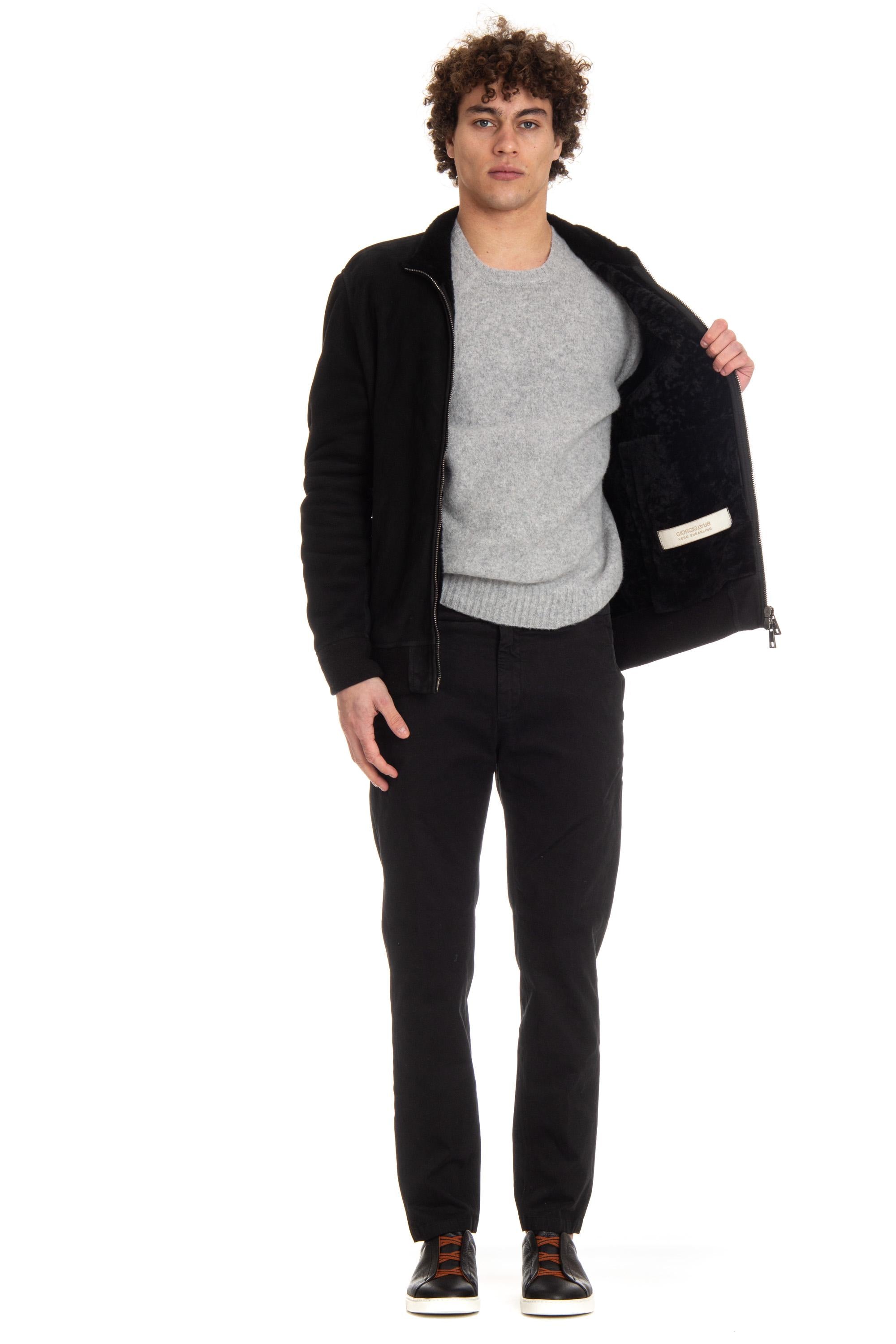 Giorgio Brato Montone zippato con fasce in maglia GU24F10010MEVL/2 NERO