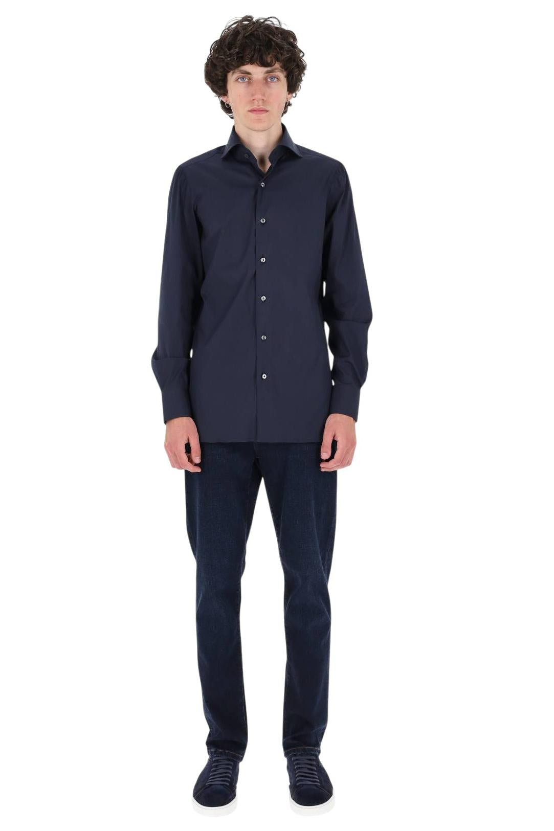 Finamore Camicia in cotone popeline stretch linea Napoli NP 040030 C0643 03
