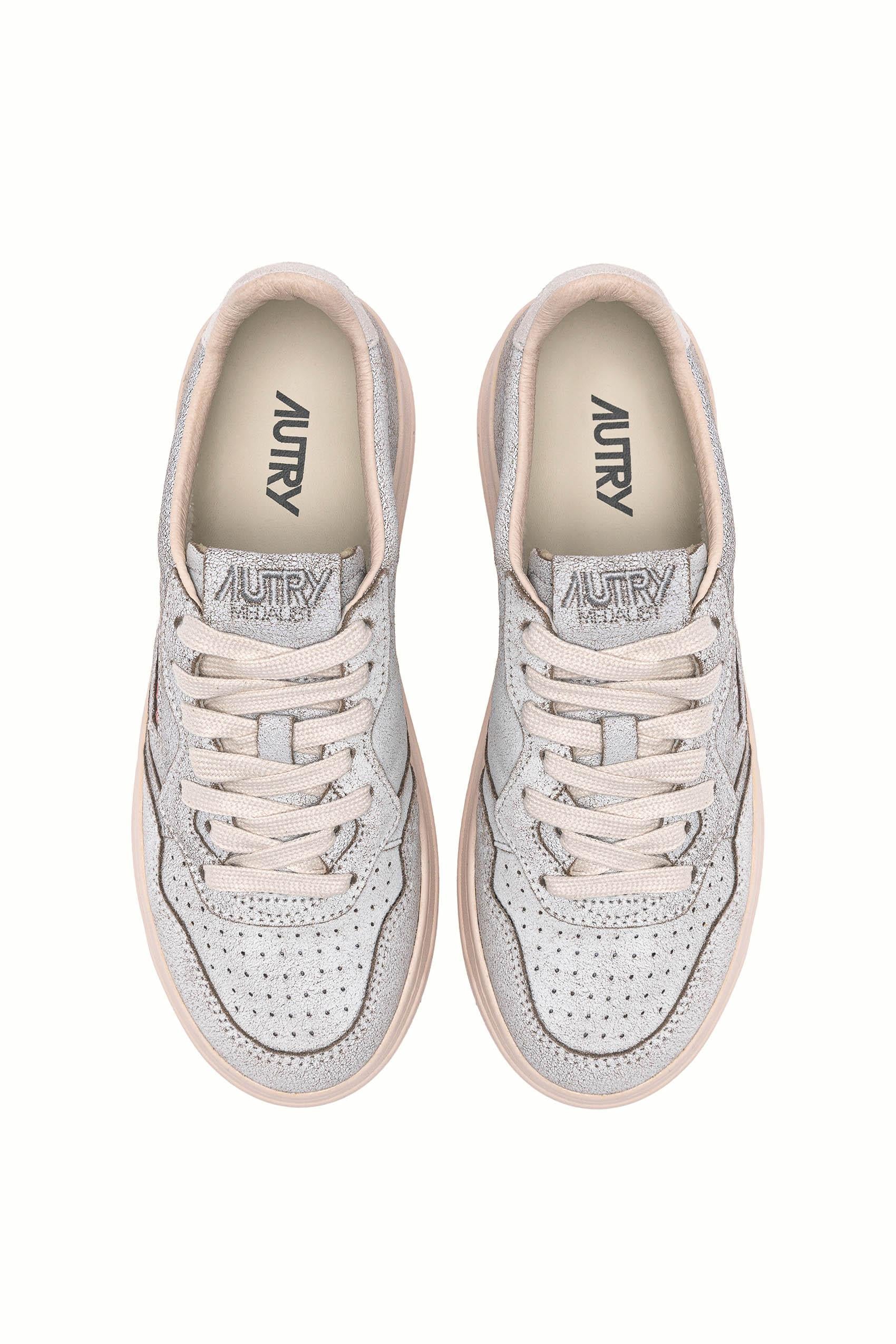 Sneaker donna in pelle craclè modello Medalist AULW RA04 WHT/PINKTINT Autry