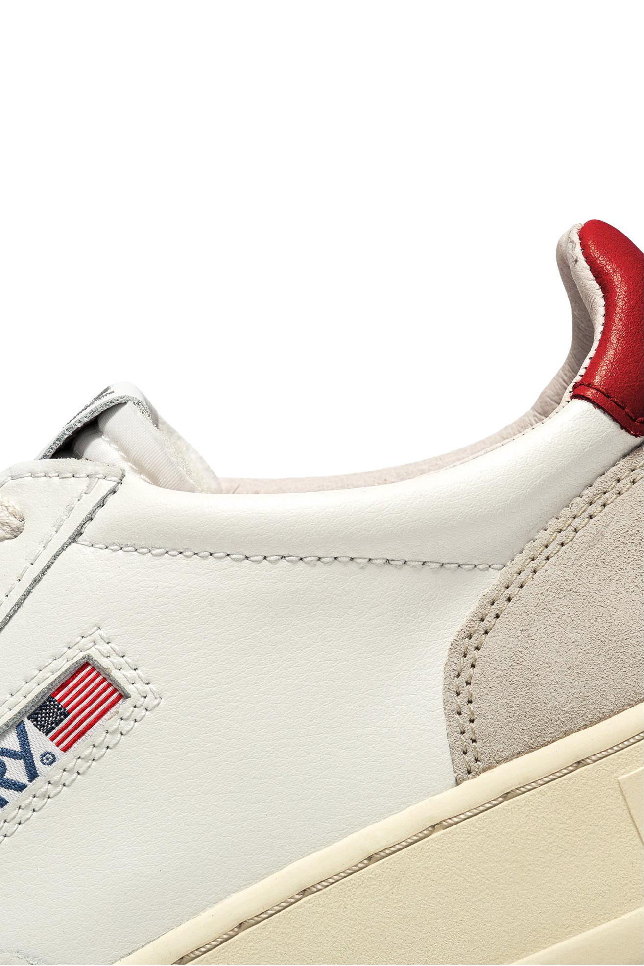 Autry Sneaker Medalist in pelle e camoscio talloncino rosso AULM-LS43 WHT/RED