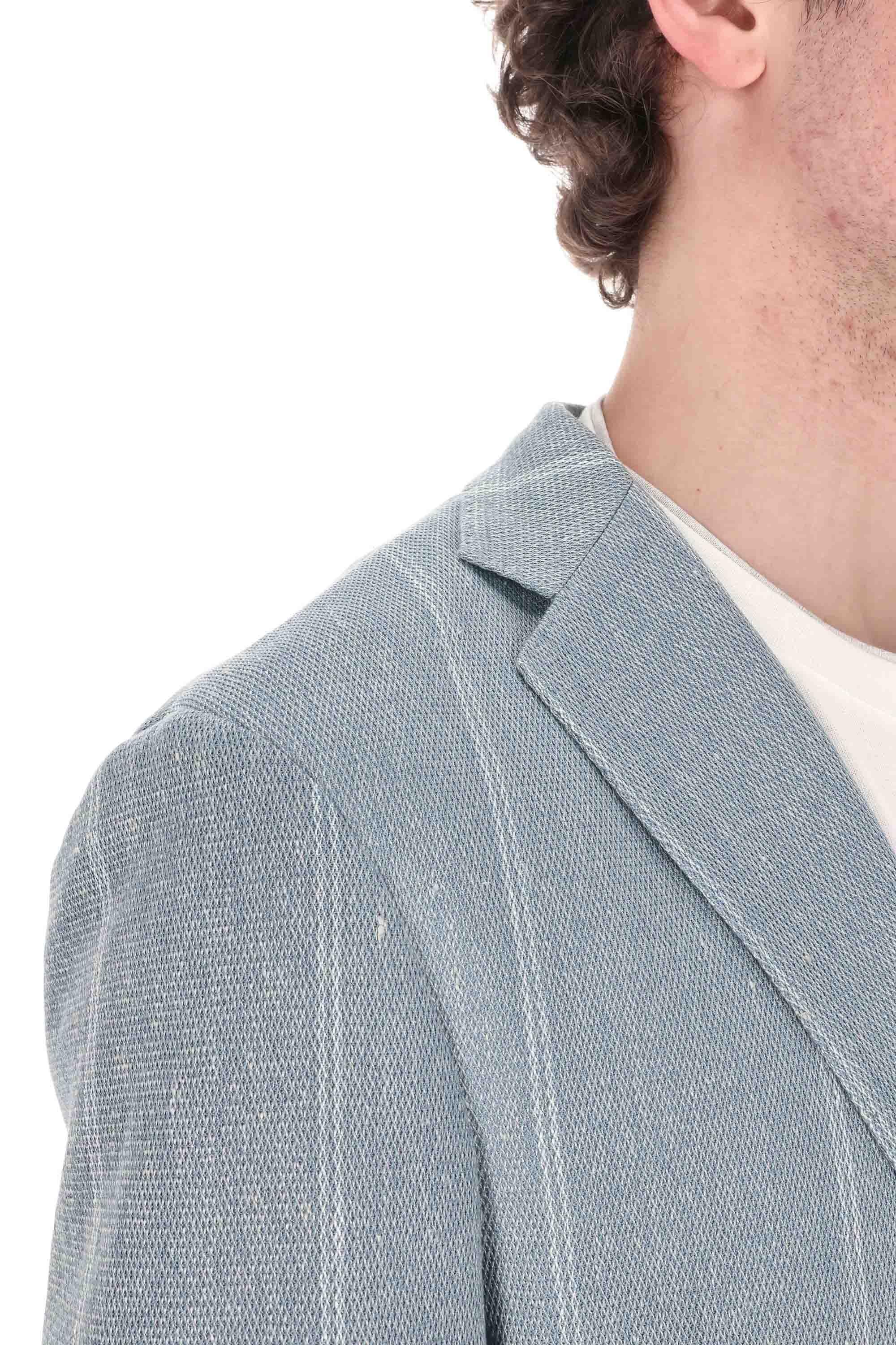 Eleventy Giacca gessata in lino-cotone comfort K70GIAI01 TES0K039 08