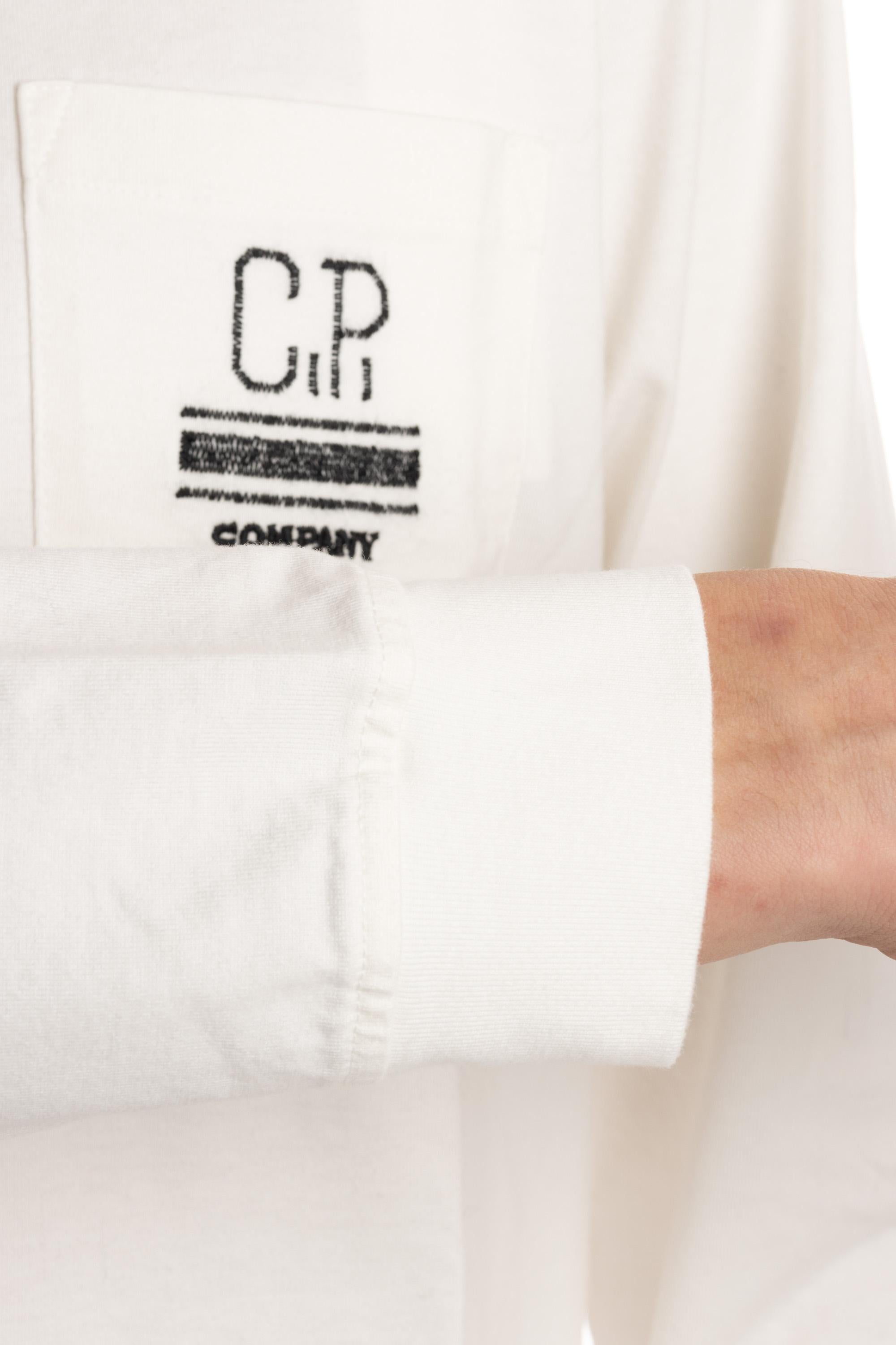 CP Company T-shirt manica lunga in cotone con taschino CMTS179A 006203W 103