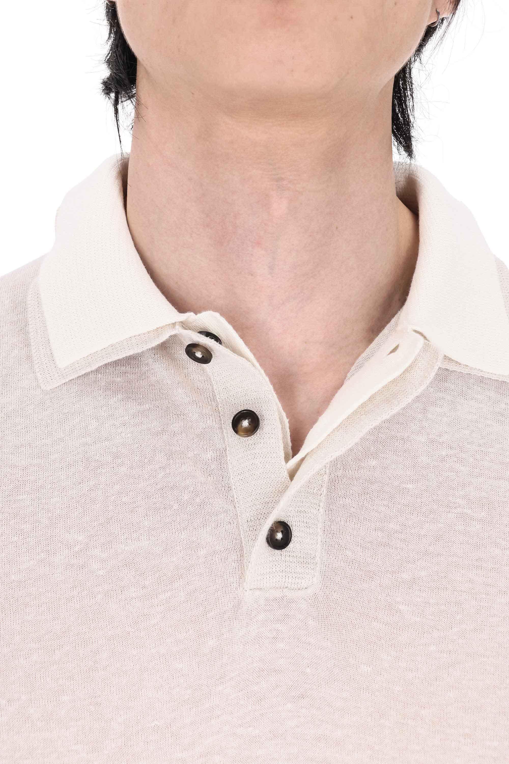 Eleventy Polo con doppio colletto in lino-cotone-cashmere M76POLM01 MAG0M059 02-01